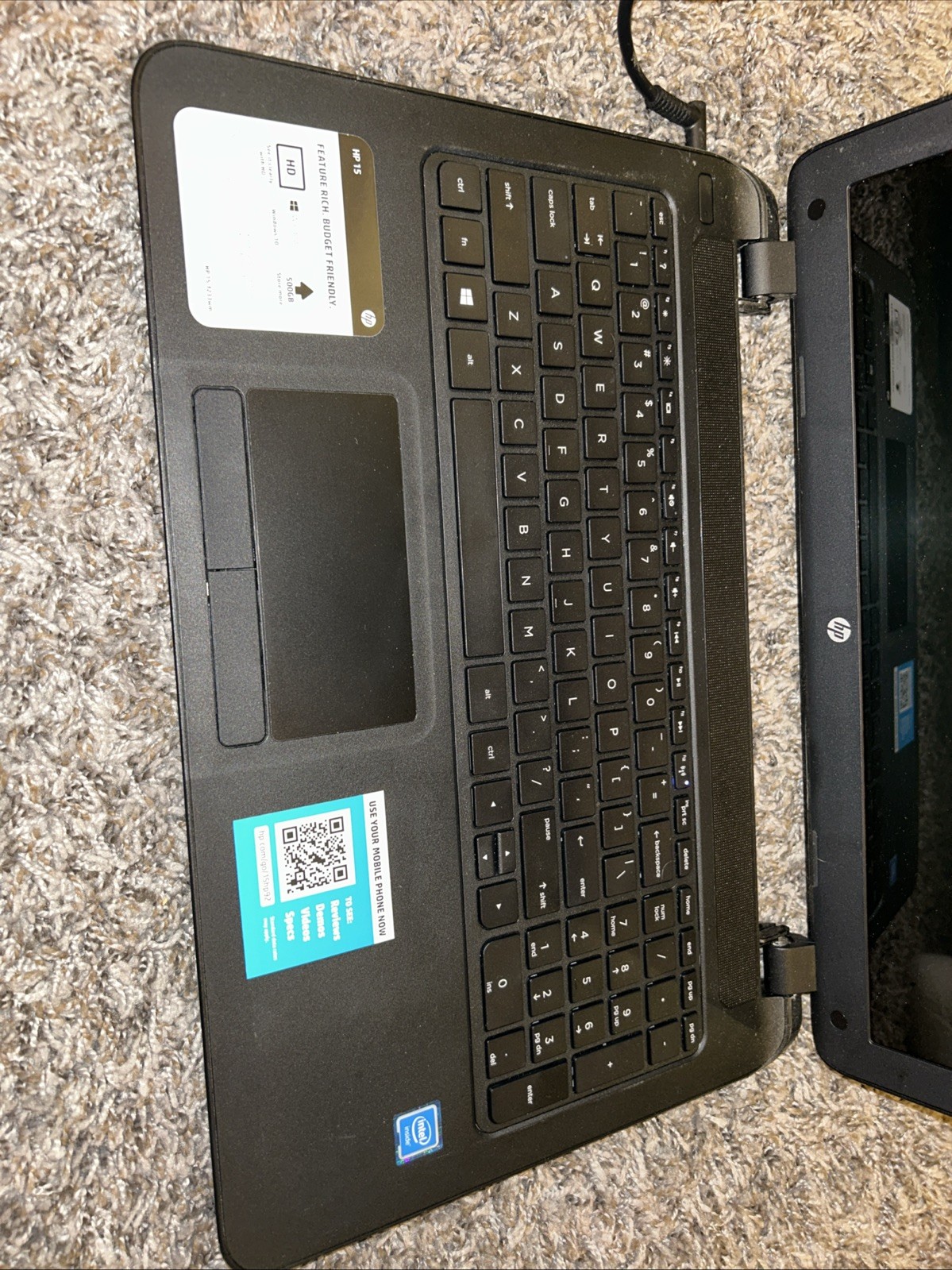 HP 15 Notebook Model RTL8188EE Tested And Working. Includes Charger 4G Ram
