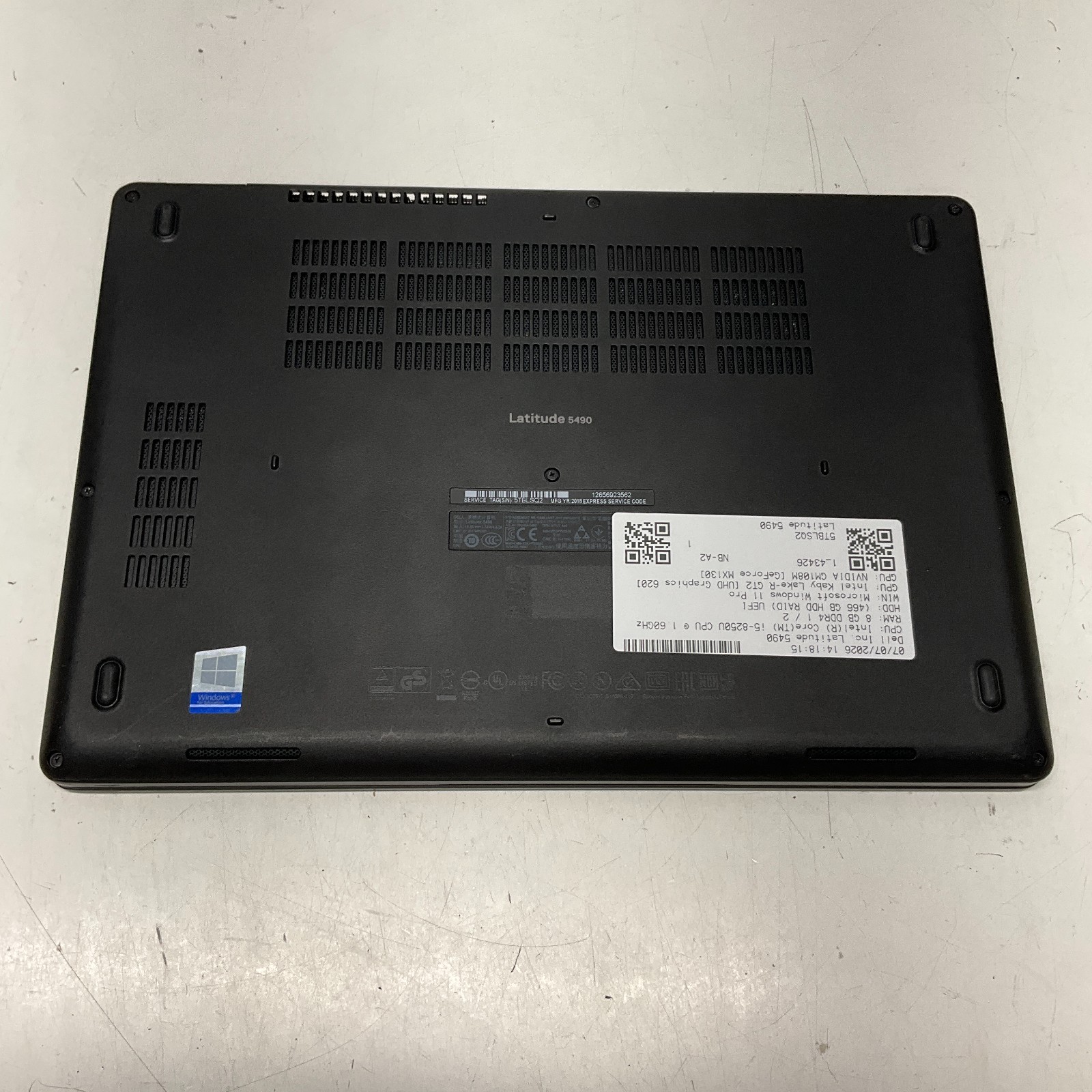Dell Latitude 5490 14″ Intel i5-8350U 1.7GHz 8GB 500GB HDD Win 11 Pro NO BATT