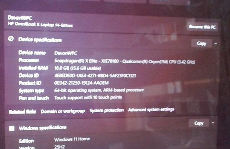 HP OmniBook X 14-fe0057nr Laptop Snapdragon X Elite 16GB RAM 512GB SSD
