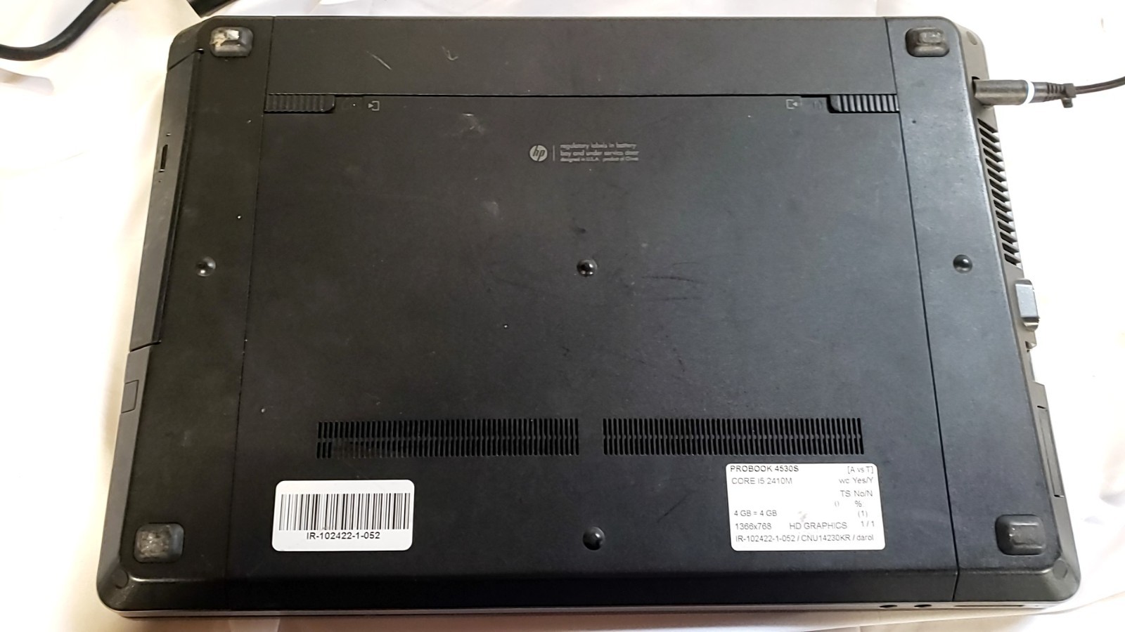 HP ProBook 4530s i5-2410M 2.30GHz 4GB RAM Laptop No HDD No Battery