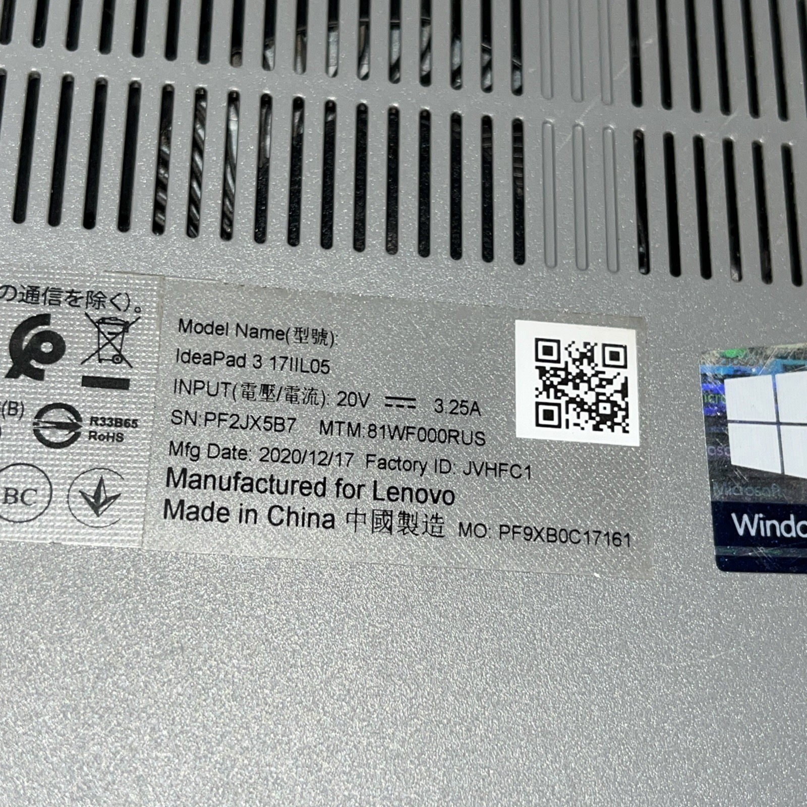 LENOVO IDEAPAD 3 INTEL CORE I3 10TH GEN 8GB RAM NO HD