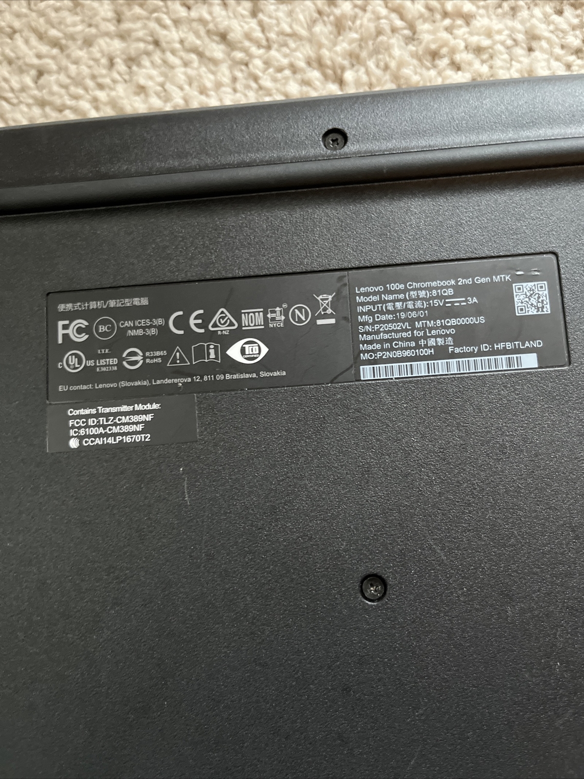 Lenovo 100e Chromebook 2nd Gen MTK 11.6″ 32GB Pre-owned Back To Factory Settings