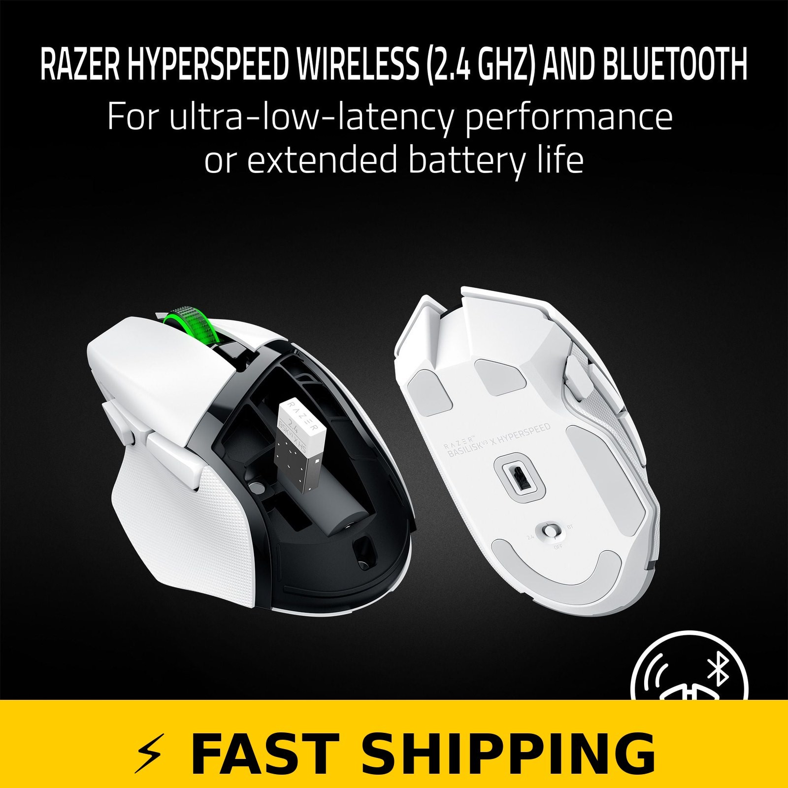 Razer Basilisk V3 X Hyperspeed Wireless Gaming Mouse – White