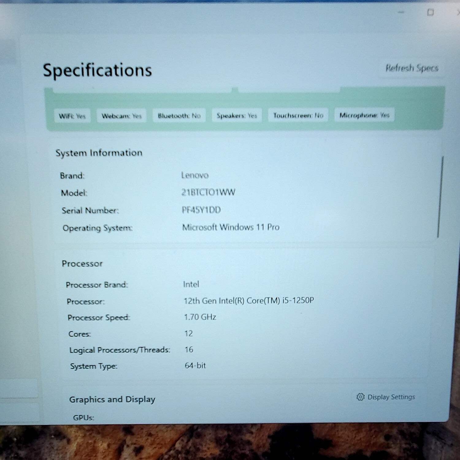 Lenovo ThinkPad P16 Gen 1 21BT 16″ i5-1250P 1.7GHz 40GB RAM 1TB SSD