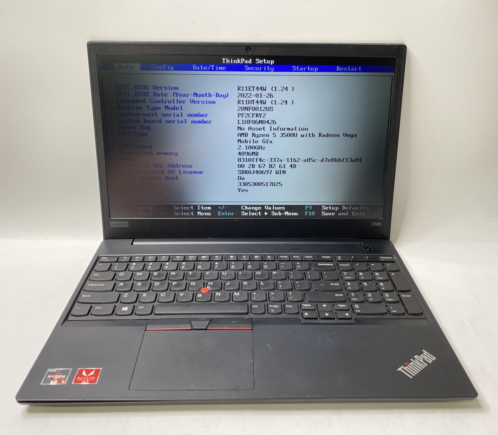 Lenovo ThinkPad E595 Ryzen 5 3500U 4GB DDR4 No OS/SSD – Damaged Screen – PARTS