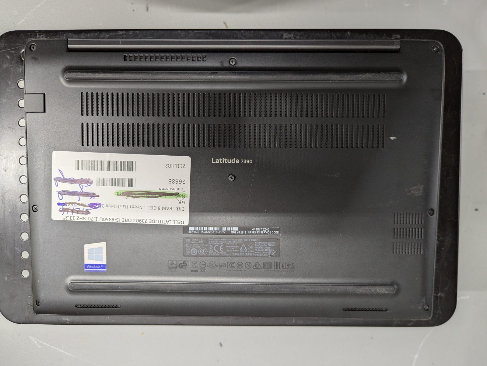 Dell Latitude 7390 Touchscreen 13.2 Inch. Untested No RAM/HD/Keyboard/LCD: PARTS