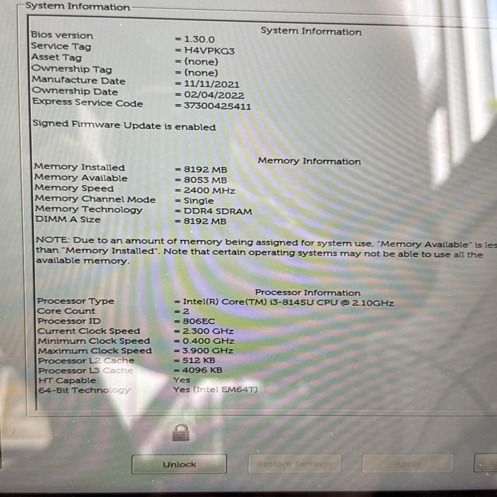 Dell Latitude 3310 2-in-1 13.3″ i3-8145U @2.10GHz 8GB RAM No SSD/OS/BIOS LOCKED