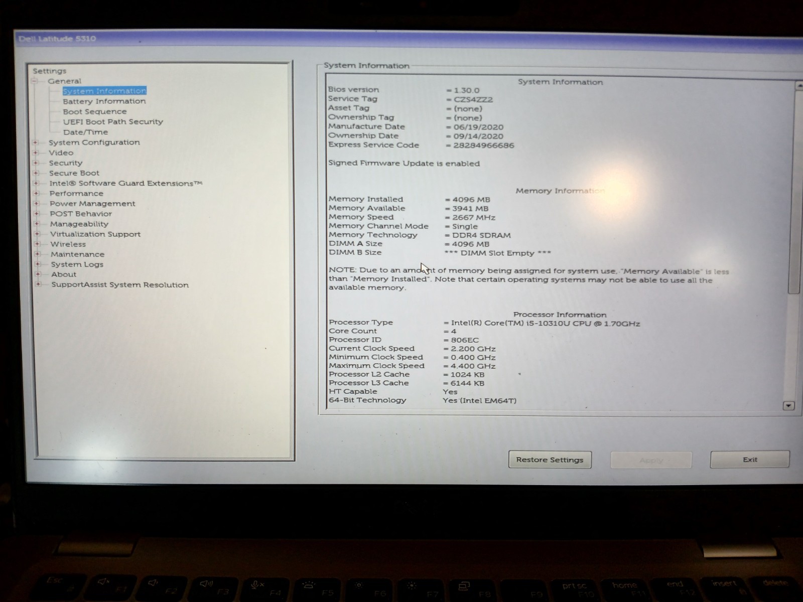 Dell Latitude 5310 13.3″ Laptop Core i5-10310U 4GB RAM 512GB SSD Win11 #97