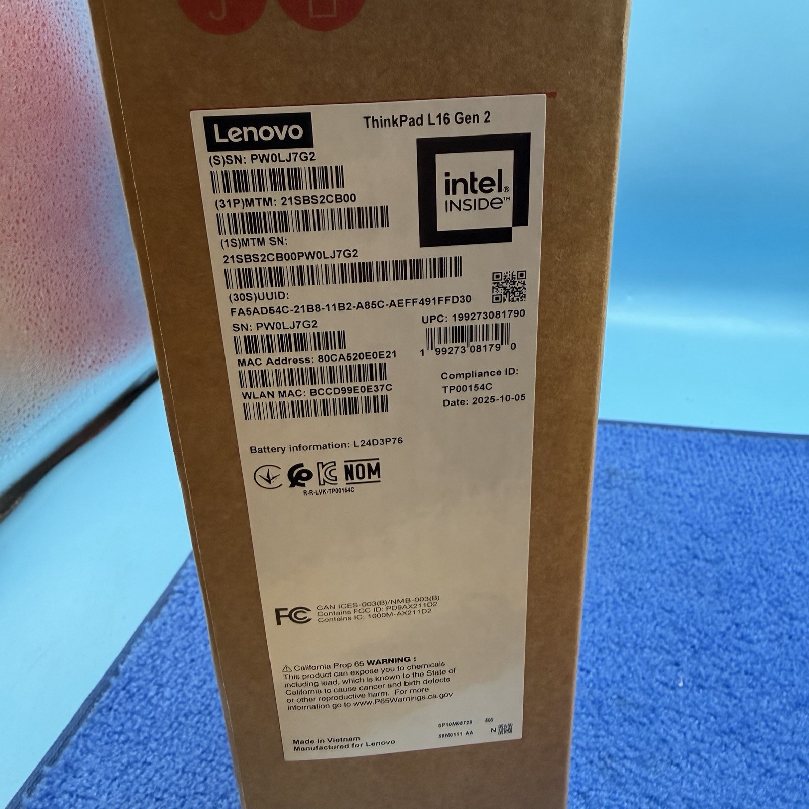 Lenovo ThinkPad L16 Gen 2 16″ Intel Ultra 7 8GB RAM 512GB SSD W11