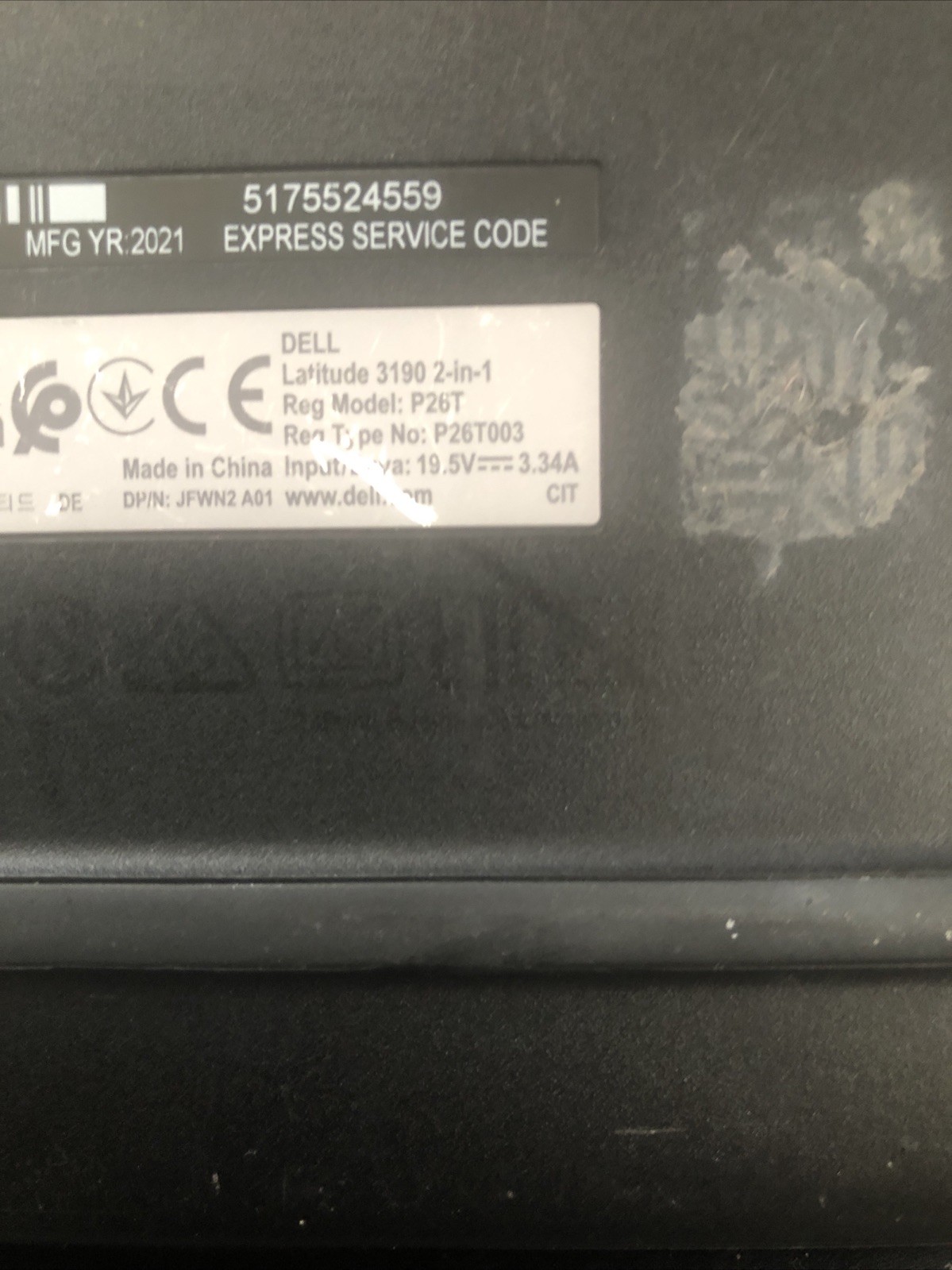 Dell Latitude 3190 2 In 1 Model # P26T