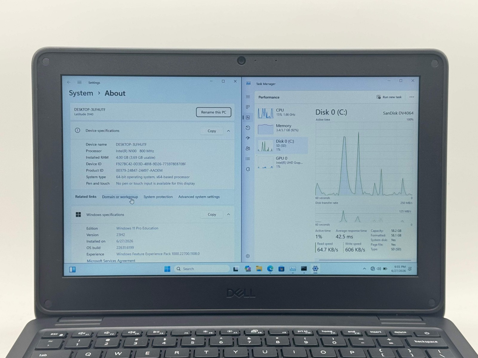 2023 Dell Latitude 3140 11.6″ Intel N100 4GB 64GB eMMC Win 11 Pro