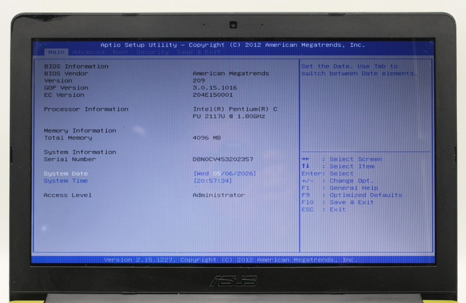 ASUS X502c Pentium-2117U@1.8GHz 4GB DDR3 NO STORAGE/OS *USED/TESTED*