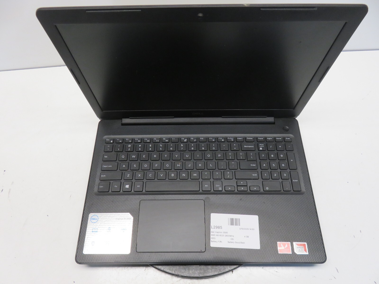 Dell Inspiron 3595 AMD A6-9225 2600MHz 4 GB NO HDD No Batt