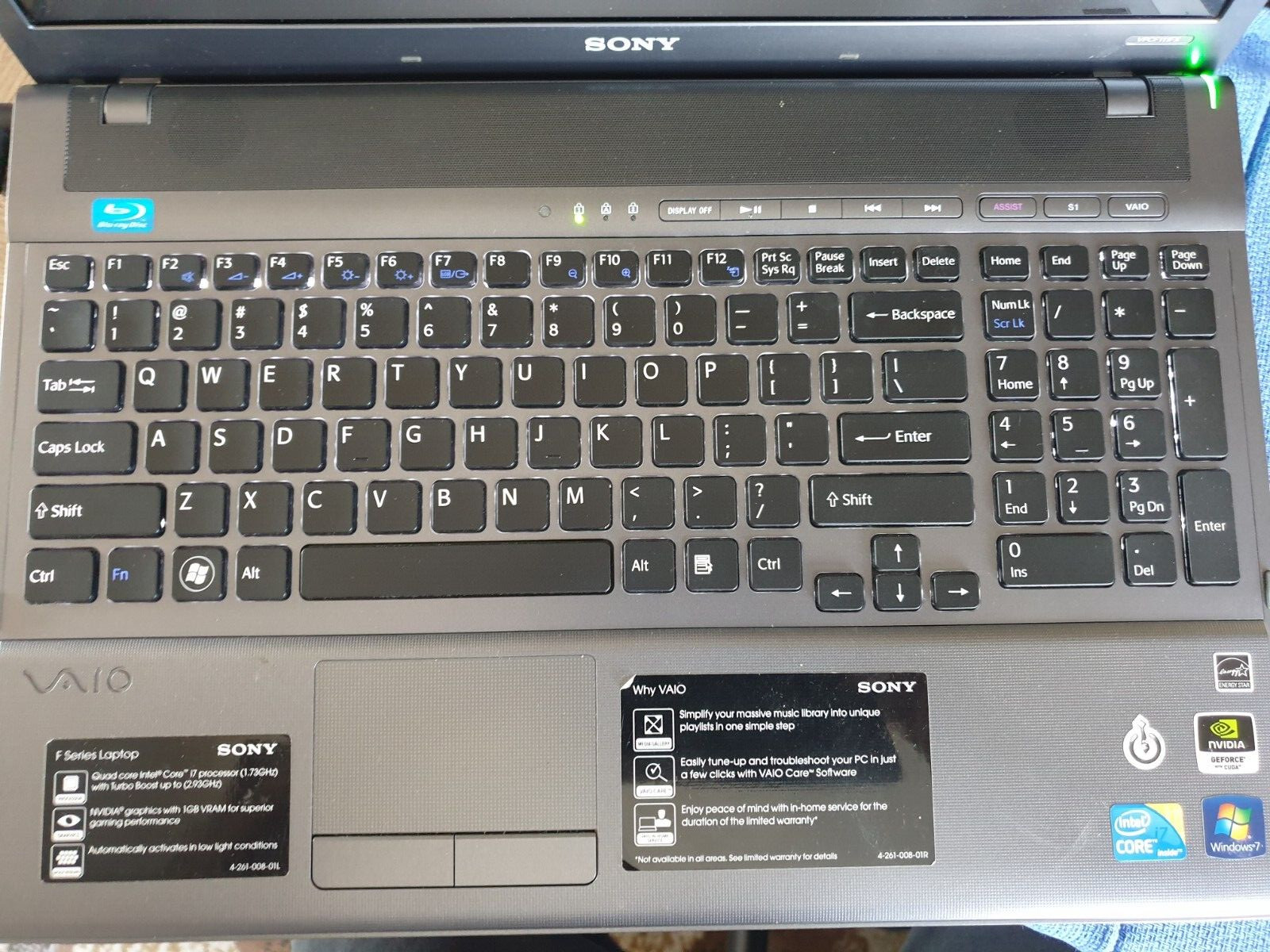 Sony VAIO INTEL CORE I7-740QM 1.73 GHz 16.4IN 320GB 8GB Ram Win 10 Blu-Ray