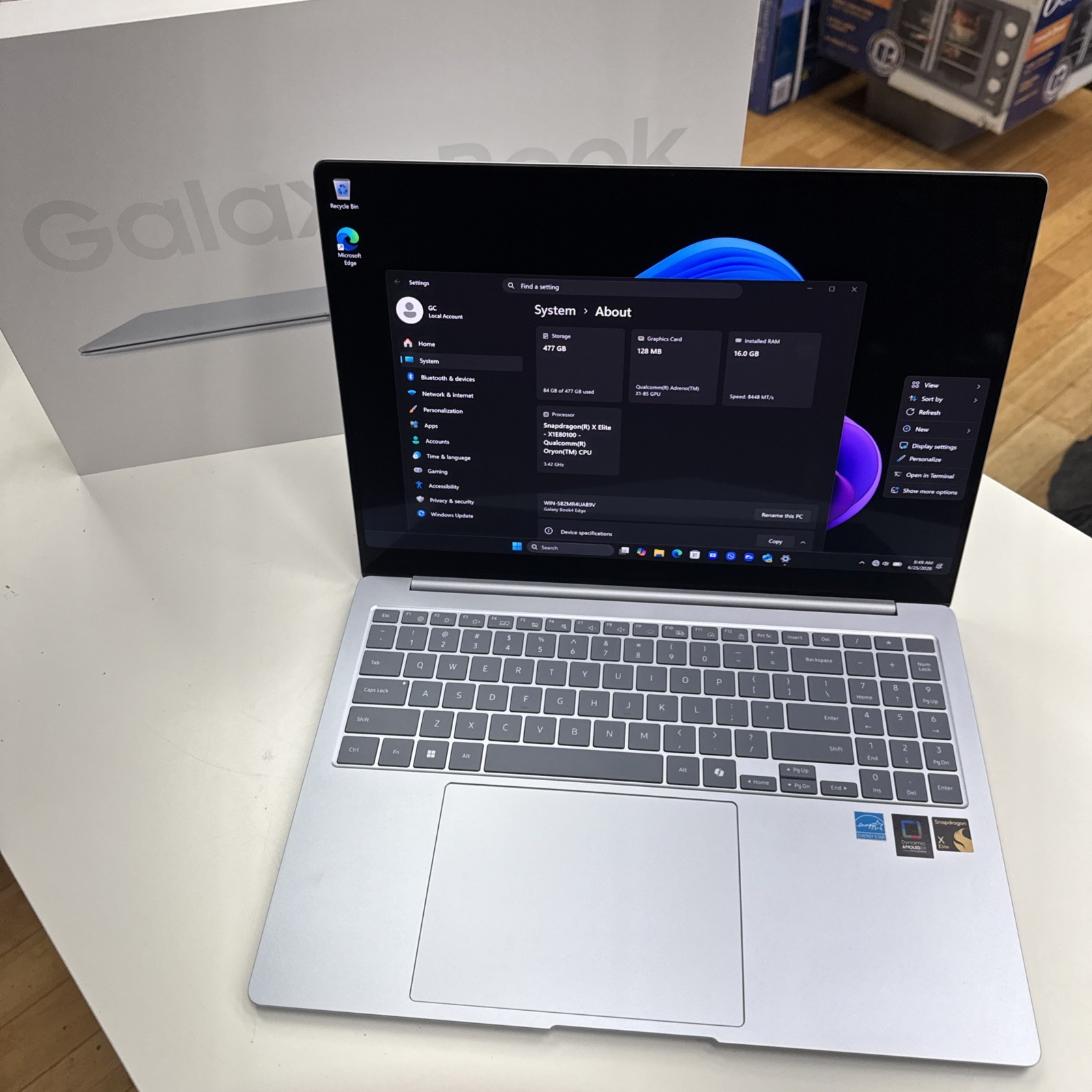 Samsung Galaxy Book4 Edge Copilot+ PC 16″ Snapdragon X Elite 16GB RAM 512GB Blue