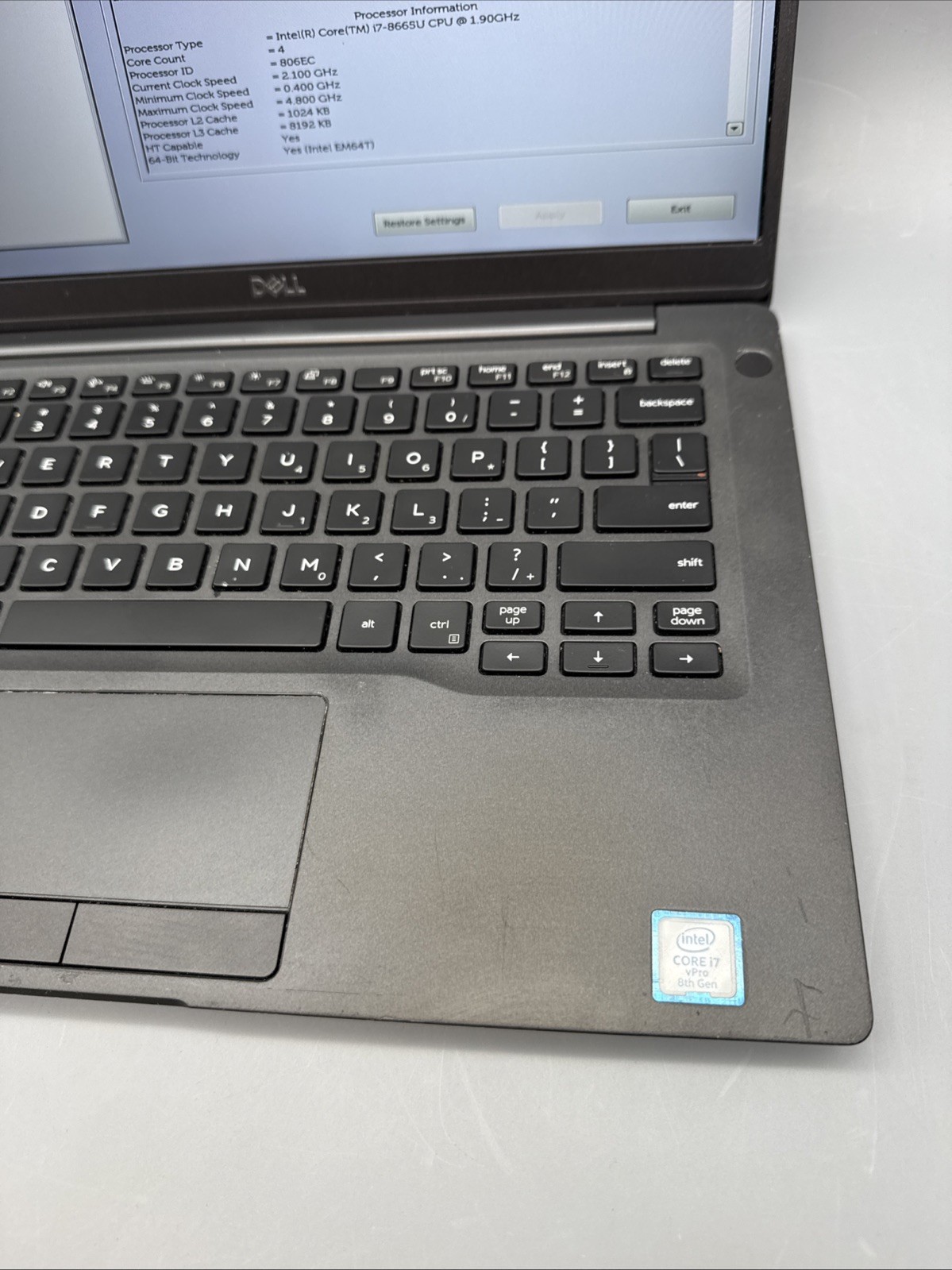 Dell Latitude 7400 14″ Core i7-8665U 1.9GHz 16GB RAM 256GB HD,NO OS