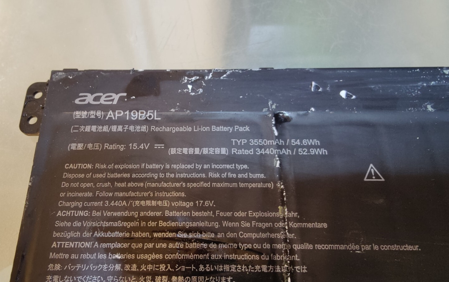 ACER GENUINE AV15 A515-53 AV 15-51 BATTERY AP19B5L 15.4V 344OmAh 52.9Wh ORIGINAL
