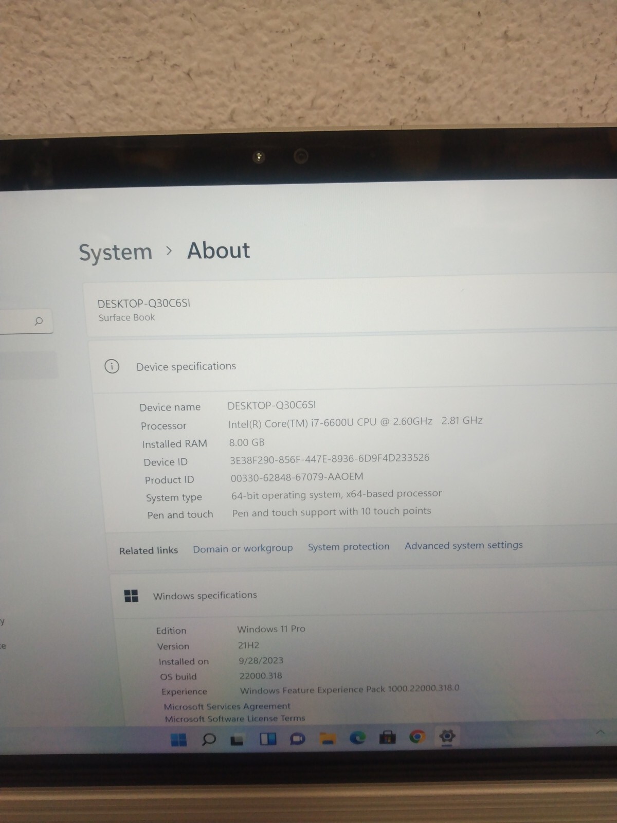 Microsoft 1703 Surface Book TOUCH Intel Core i7-6600U 2.6GHz 8GB 256GB SSD Win11
