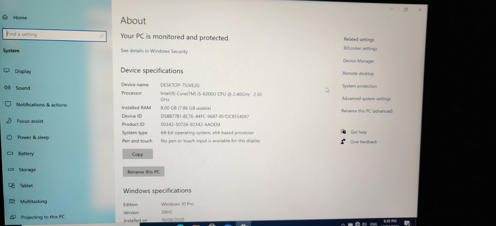 LENOVO X1 Carbon Laptop 4thGen 14″ i5-6300U 8GBRAM 256GBSSD FHD HDMI Win10