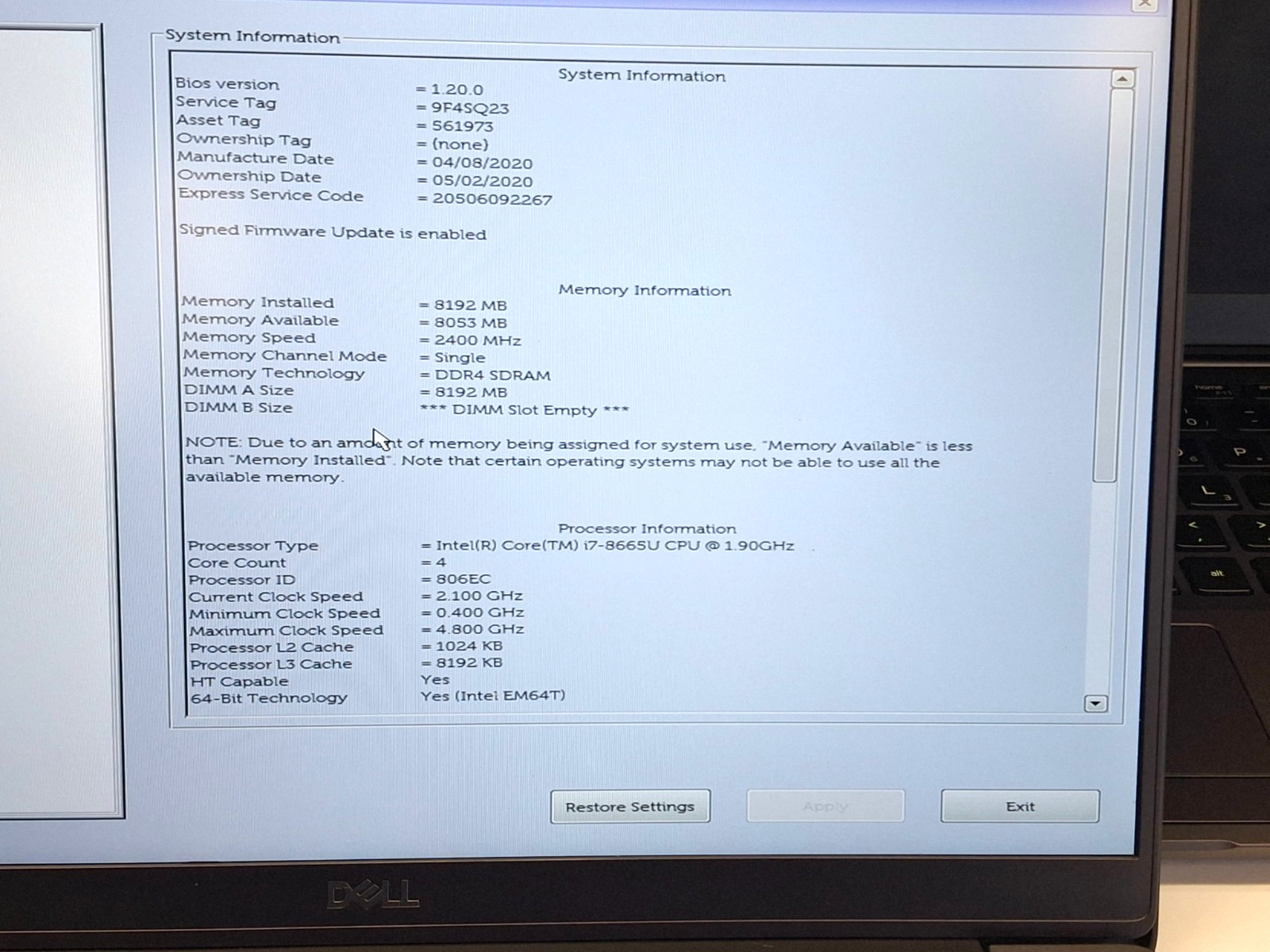 Lot of 5 Dell Latitude 7400 i7-8665U 8GB RAM Wifi Bluetooth WC No Drive No AC