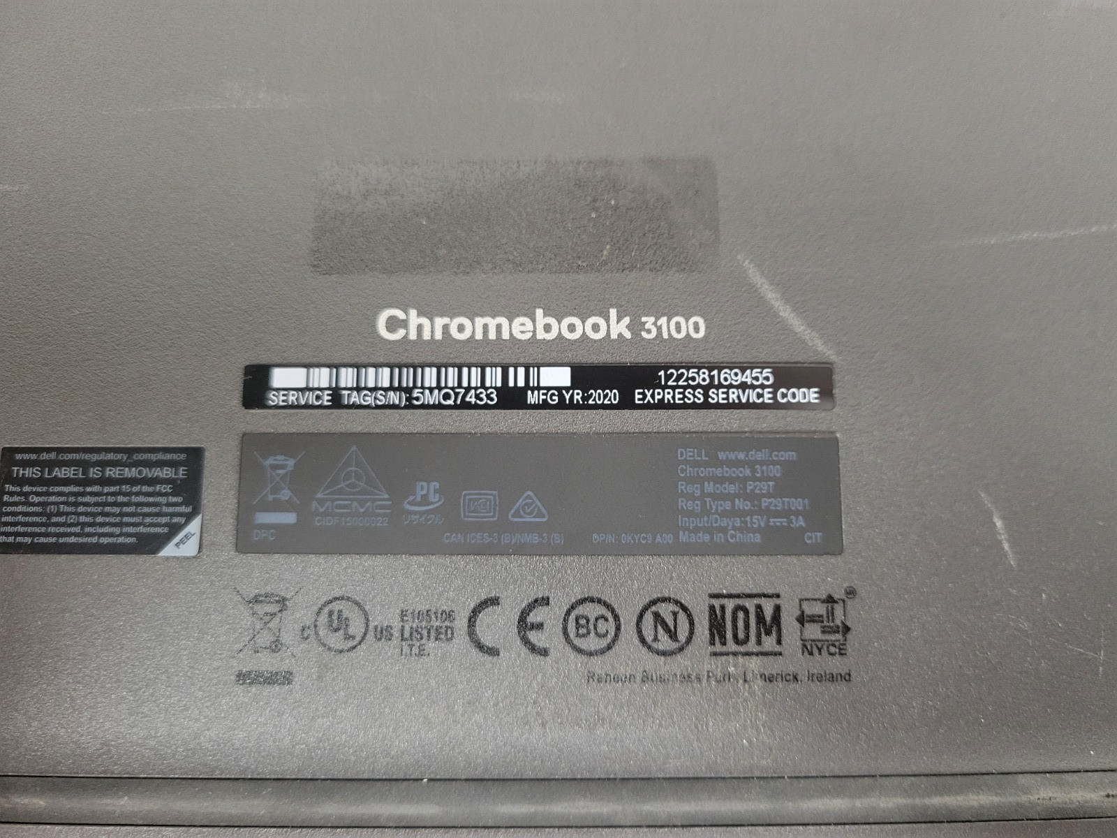 3x Dell Chromebook 3100 Intel Celeron N4000 4GB RAM 16GB SSD | LP530DS
