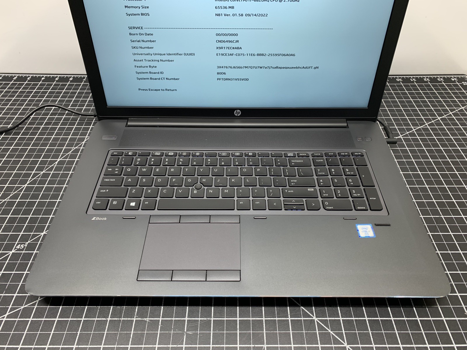 HP ZBook 17 G3 CORE i7-6820HQ | 2TB M.2, 64GB RAM | Bios Locked | #P243