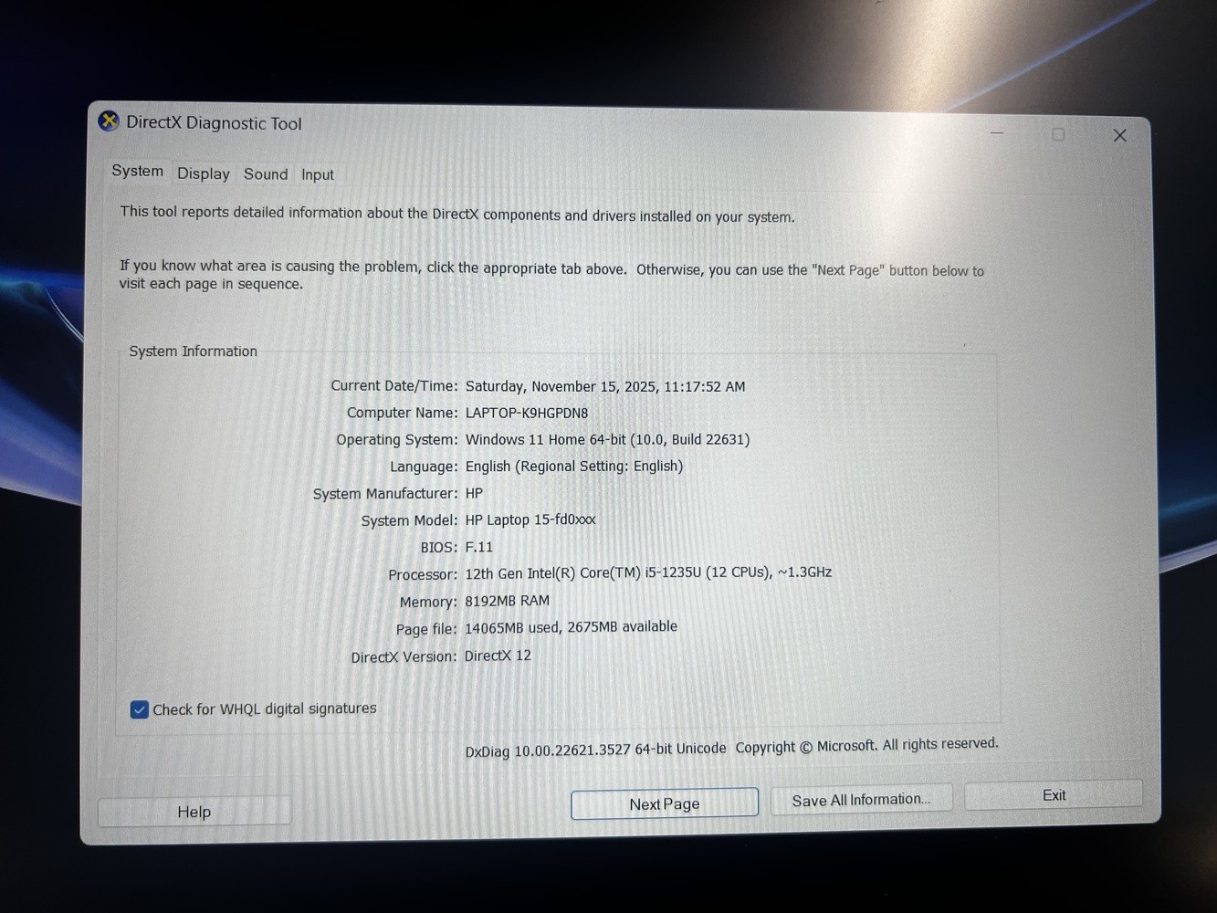 HP 15.6 inch Windows Laptop Intel Core i5-1235U 8GB RAM 256GB SSD Silver