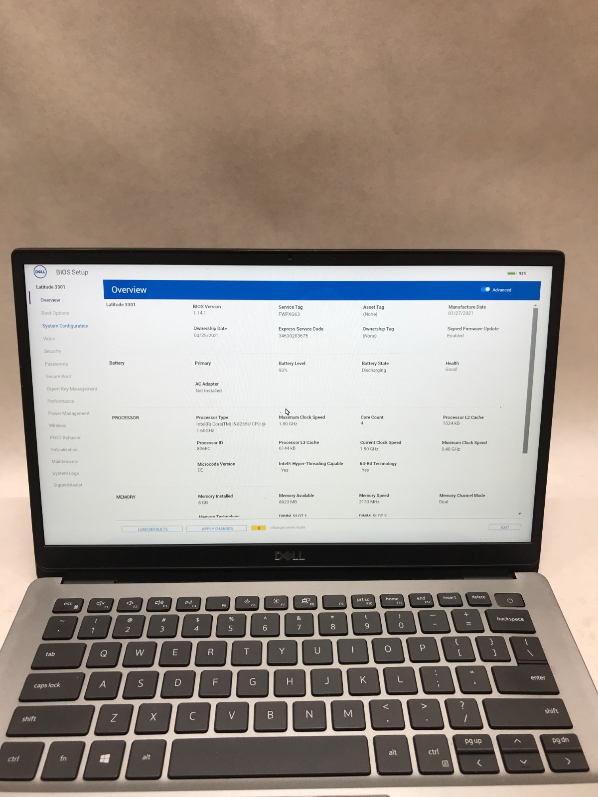 Dell Latitude 3301 13″ Intel Core i5 8GB RAM NO SSD/OS For Parts READ DESC – DW
