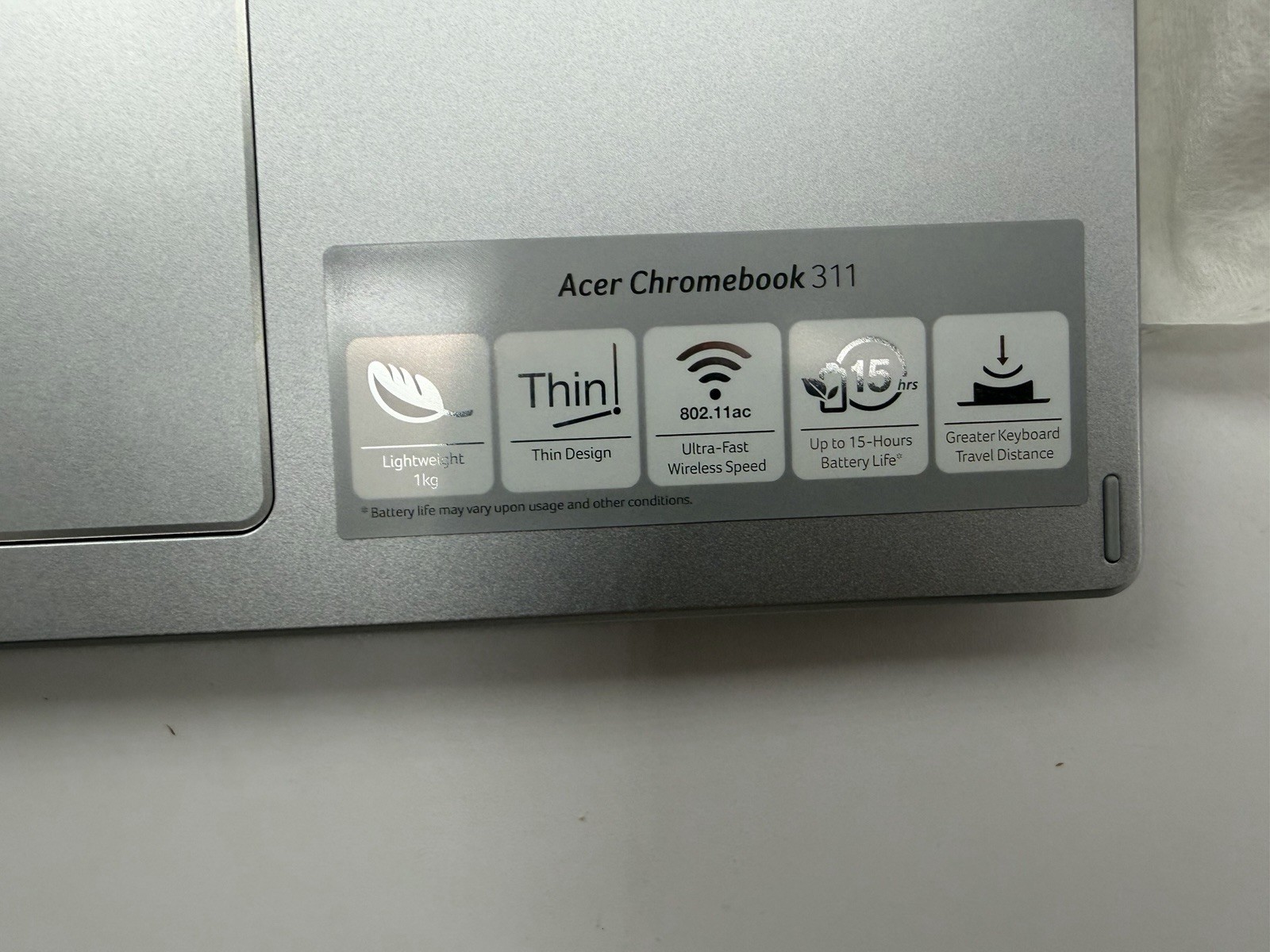 Acer chrome book CB311-11H- KO4N Pure silver Model-N19Q10