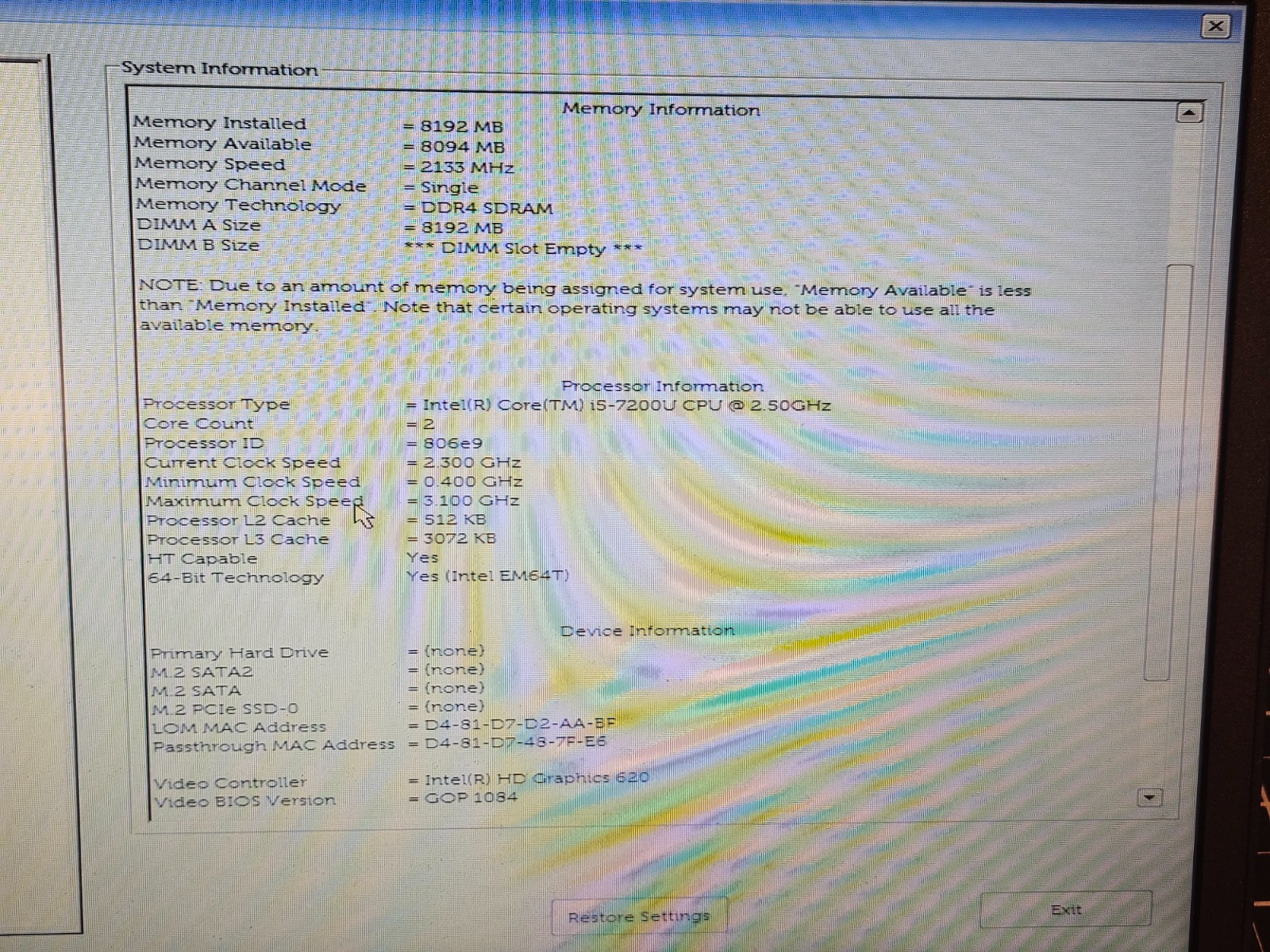Dell Latitude 5480 14″ Core i5-7200U 2.5 GHz 8 GB DDR4 RAM No SSD No OS No AC