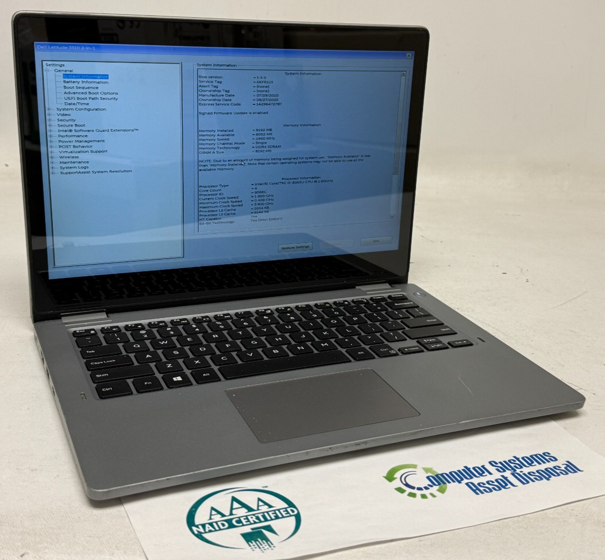 Dell Latitude 3310 2in1 13.3″ (i5-8265u – 8GB RAM – 256GB SSD – Win11Home)