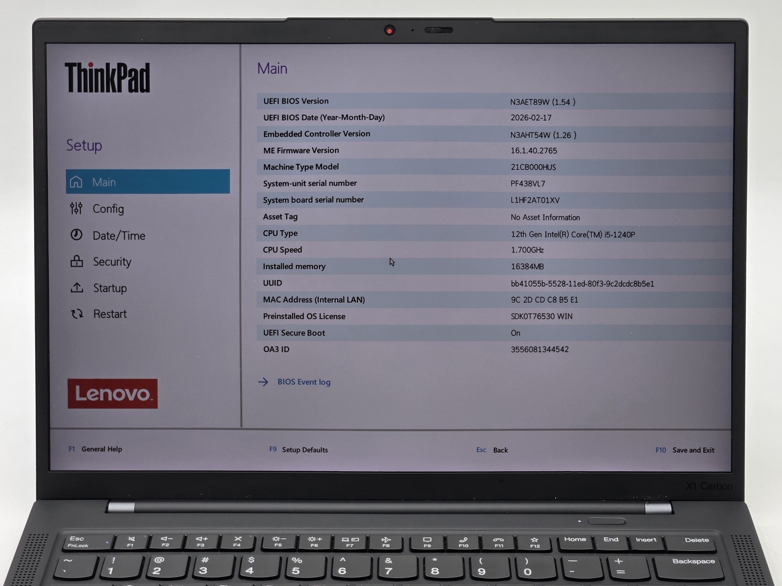Lenovo ThinkPad X1 Carbon Gen 10 14 WUXGA Touch i5-1240P 16GB 512GB SSD W11P