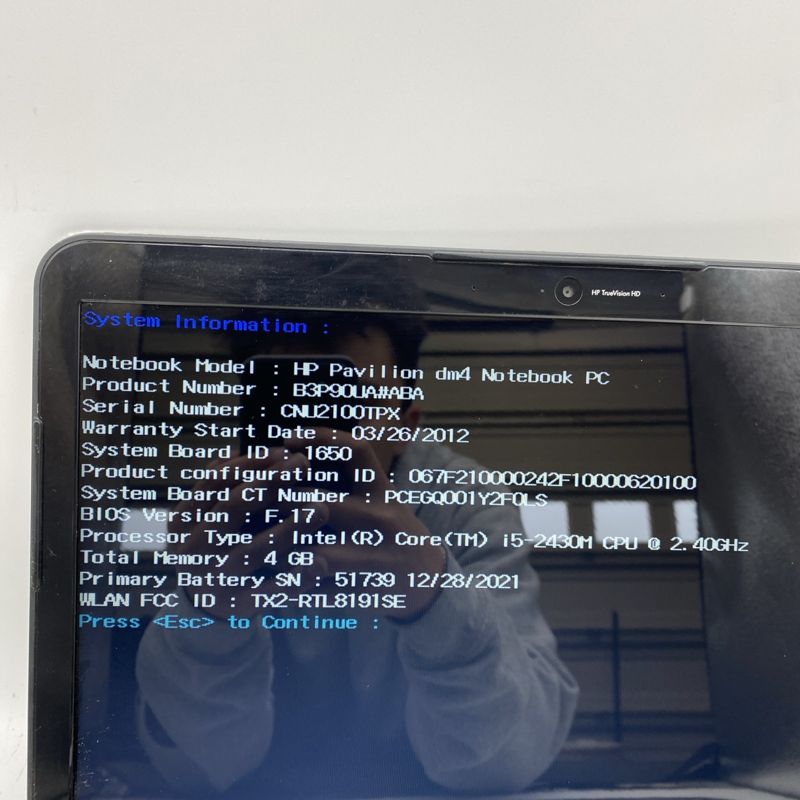 HP Pavilion dm4 14″ Laptop Intel Core i5-2nd gen 4GB RAM NO HDD NO OS (Q10)