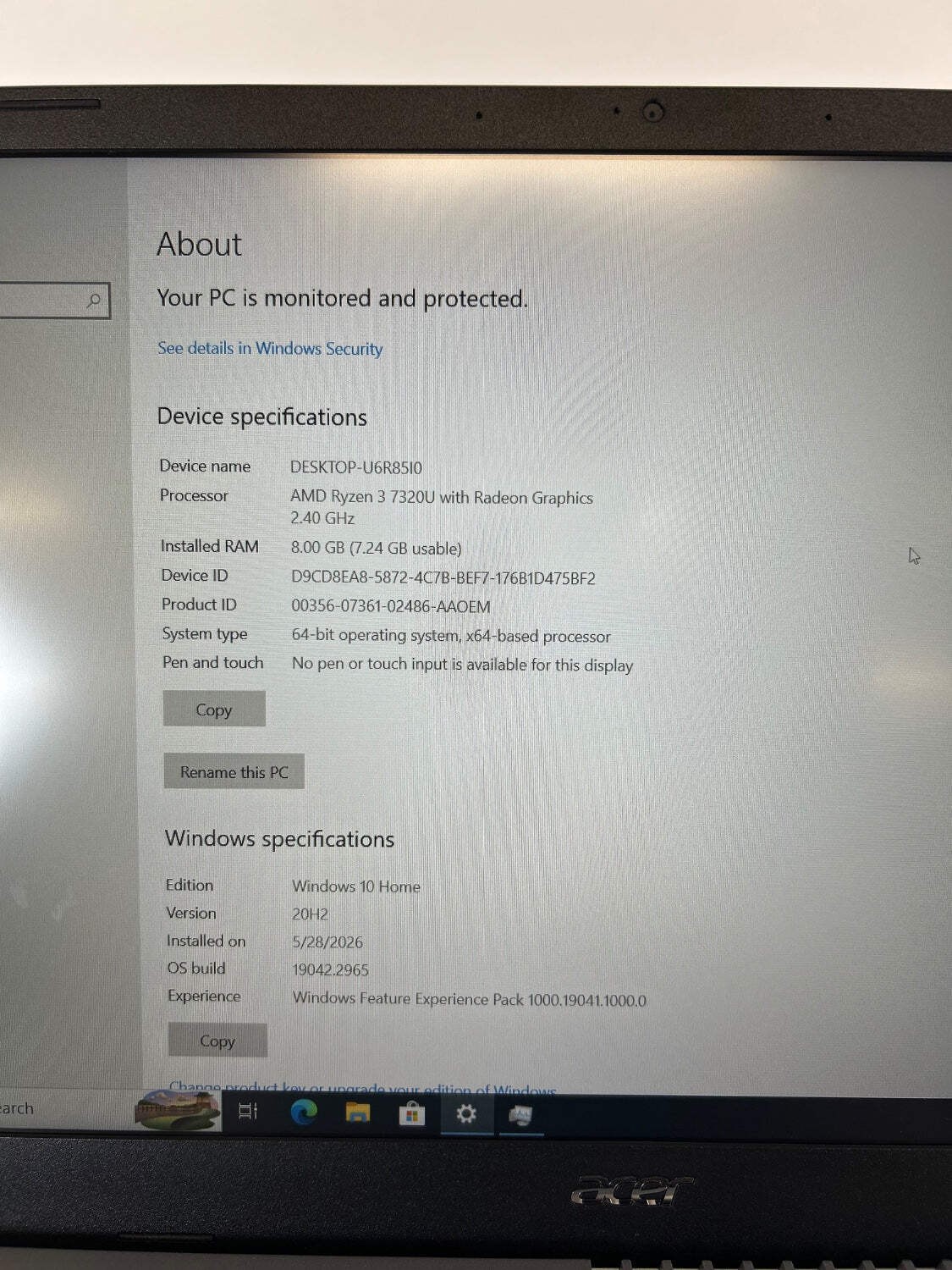 Acer Aspire 3 A315-24P-R7VH 15.6″ Ryzen 3 7320U 2.4GHz 8GB RAM 128GB SSD