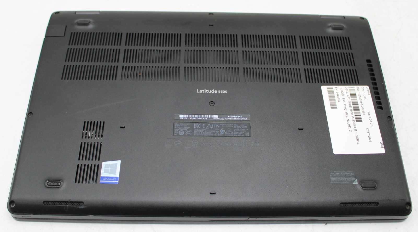 15.6″ Dell LATITUDE 5500 Laptop i5-8365U @ 1.60GHz 8GB DDR4 RAM no SSD *Read*