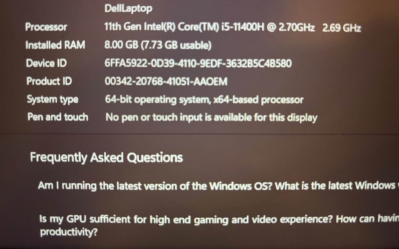 Gaming Laptop- Dell G15 5511 with Nvidia RTX 3050 Ti, Intel i5-11400H Processor.