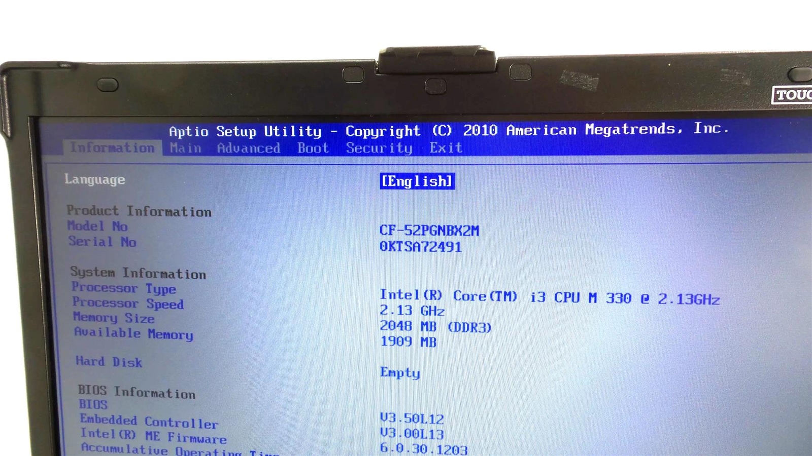 Lot 5 MK3 Panasonic Toughbook CF-52 Core i3 M 330 2.13GHz 2GB RAM – No HDD