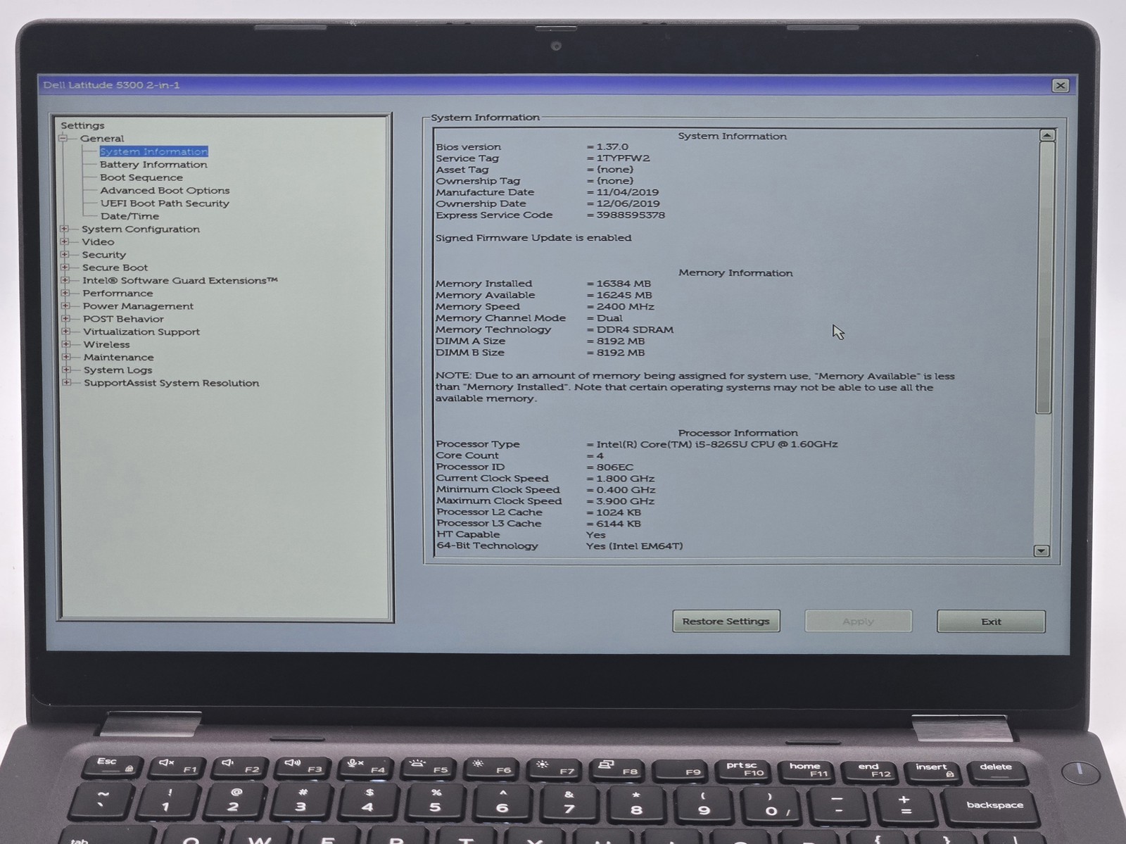Dell Latitude 5300 2-in-1 13″ FHD Touch I5-8265U 256GB 16GB W11P Backlit