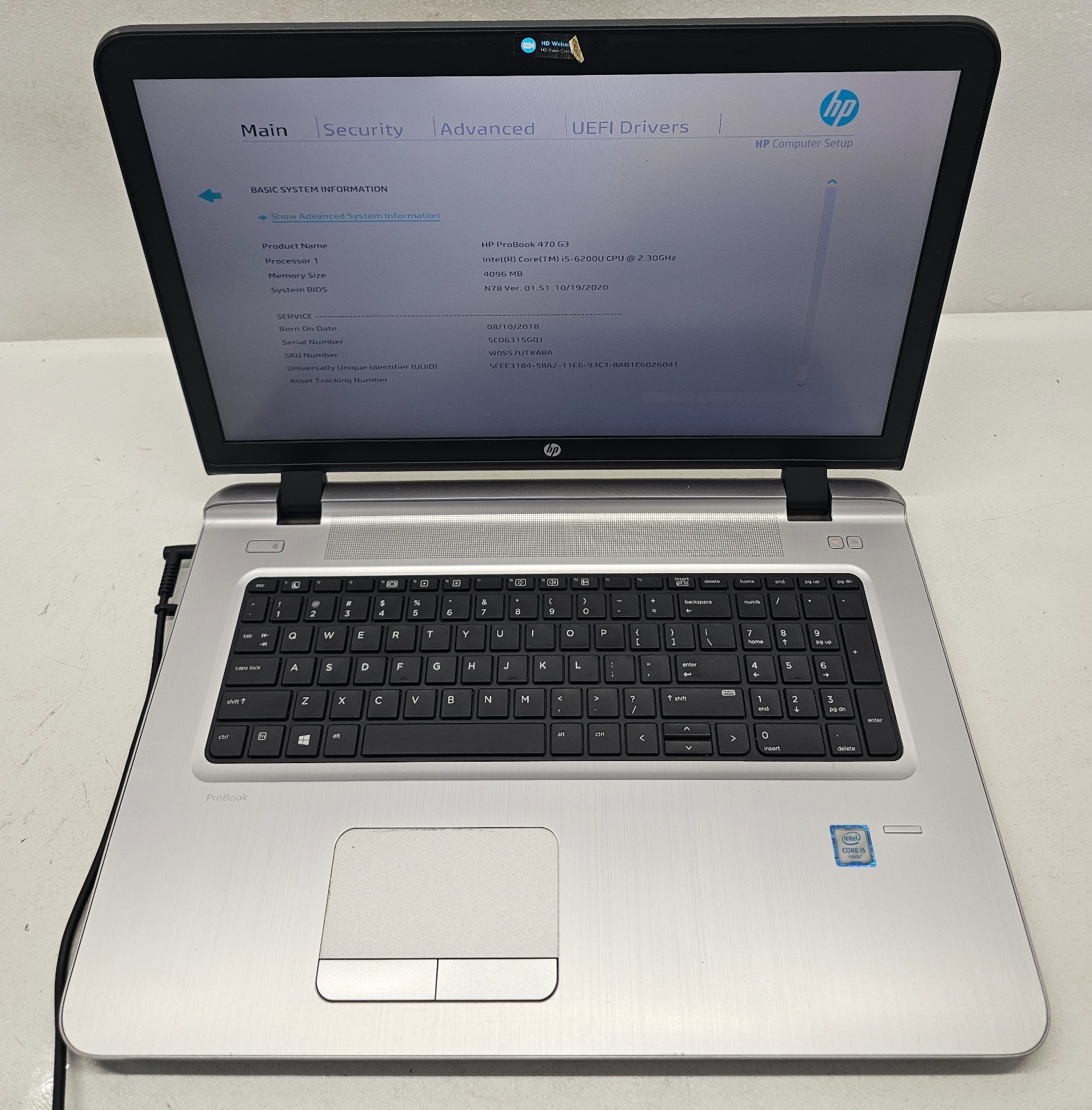 HP ProBook 470 G3 Laptop Intel Core i5-6200U 4GB Ram NO HD/OS (FL)