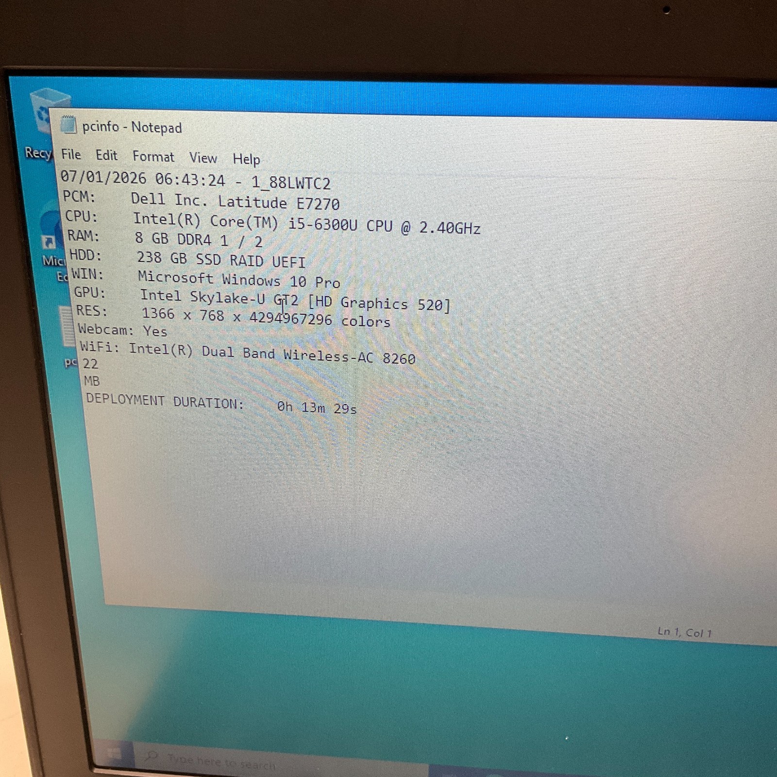 Dell Latitude E7270 Core i5-6300U 2.4Ghz 8GB Ram 256GB SSD Windows 10 Pro