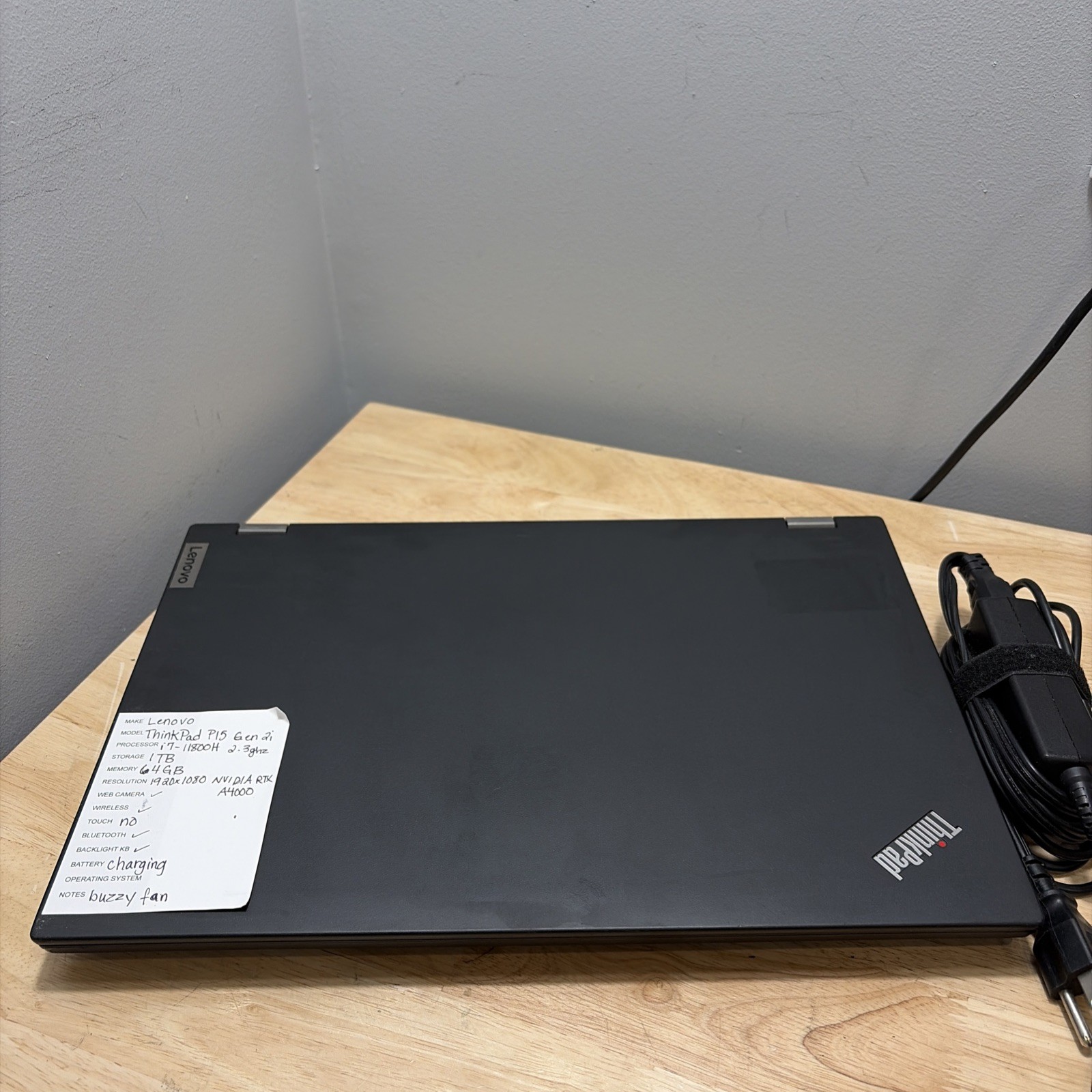 Lenovo ThinkPad P15 Gen 2i Core I7-11800H 2.3GHZ 64GB 1TB Nvidia RTX A4000 Read