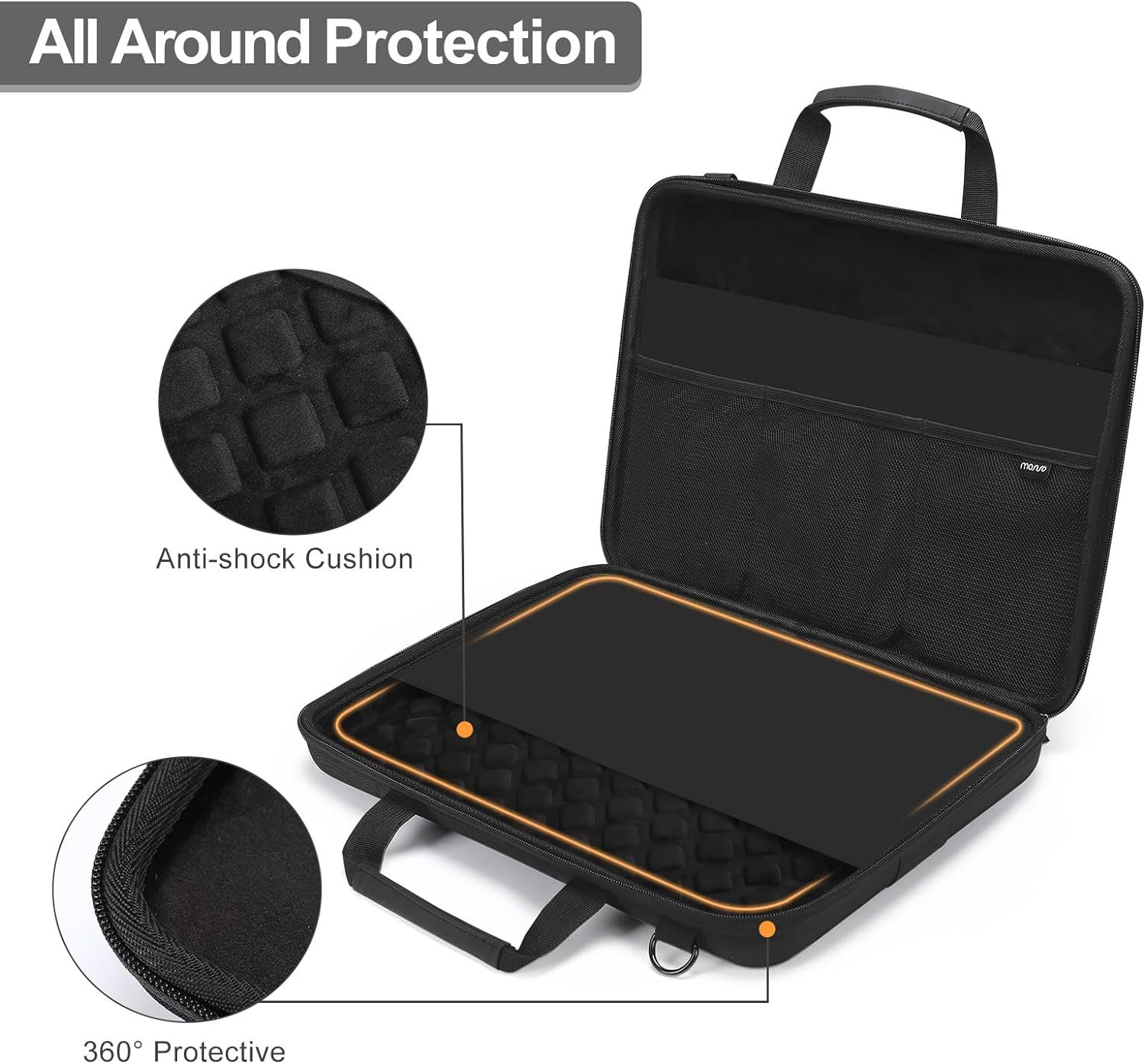 Men’s Laptop Bag, Black 15-16 inch Hard Shell Case for MacBook Pro/Air & More