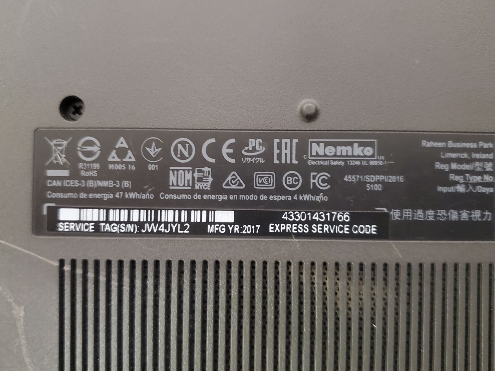 Dell Inspiron 5565 AMD A9-9400 2.4 GHz 8 GB RAM 1 TB HDD 15.6″ READ JW4JYL2