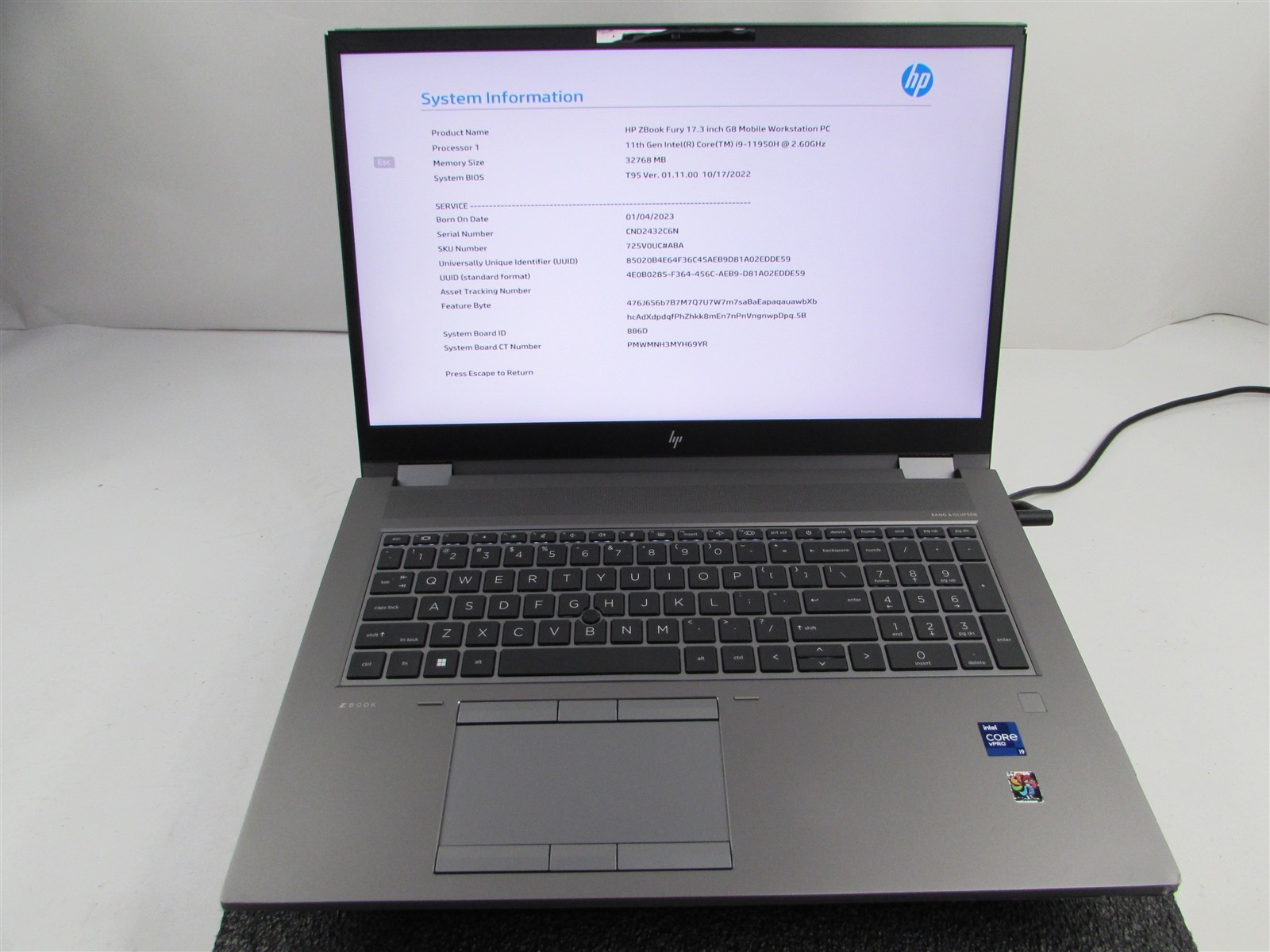 HP ZBOOK FURY 17 (G8) CORE I9-11950H 1TB SSD 32GB RAM NVIDIA RTX A5000 NO O.S