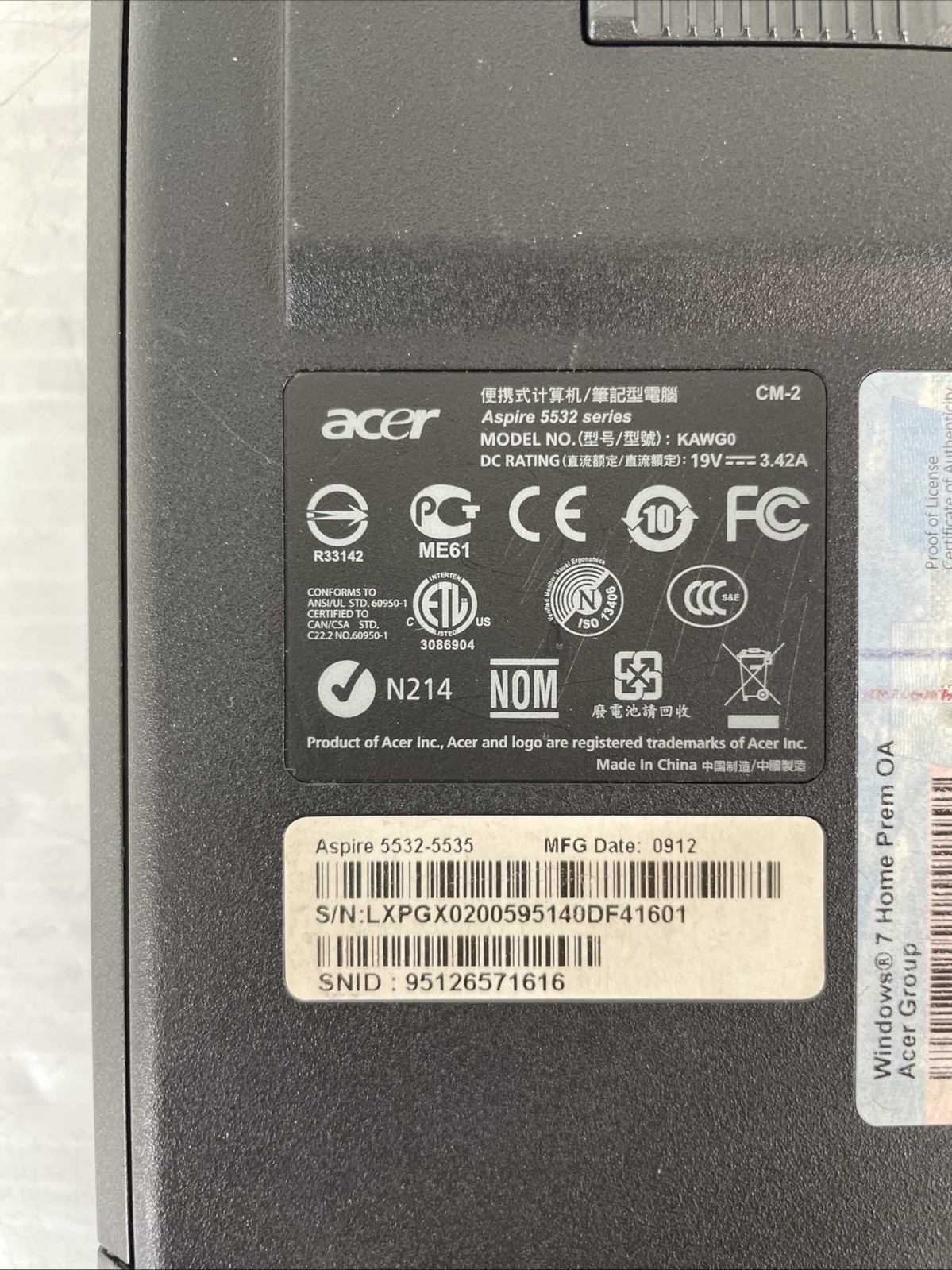 Acer Aspire 5532 15.6″ Laptop AMD Athlon 1.6GHz 2GB RAM 160GB HDD Radeon WinXP