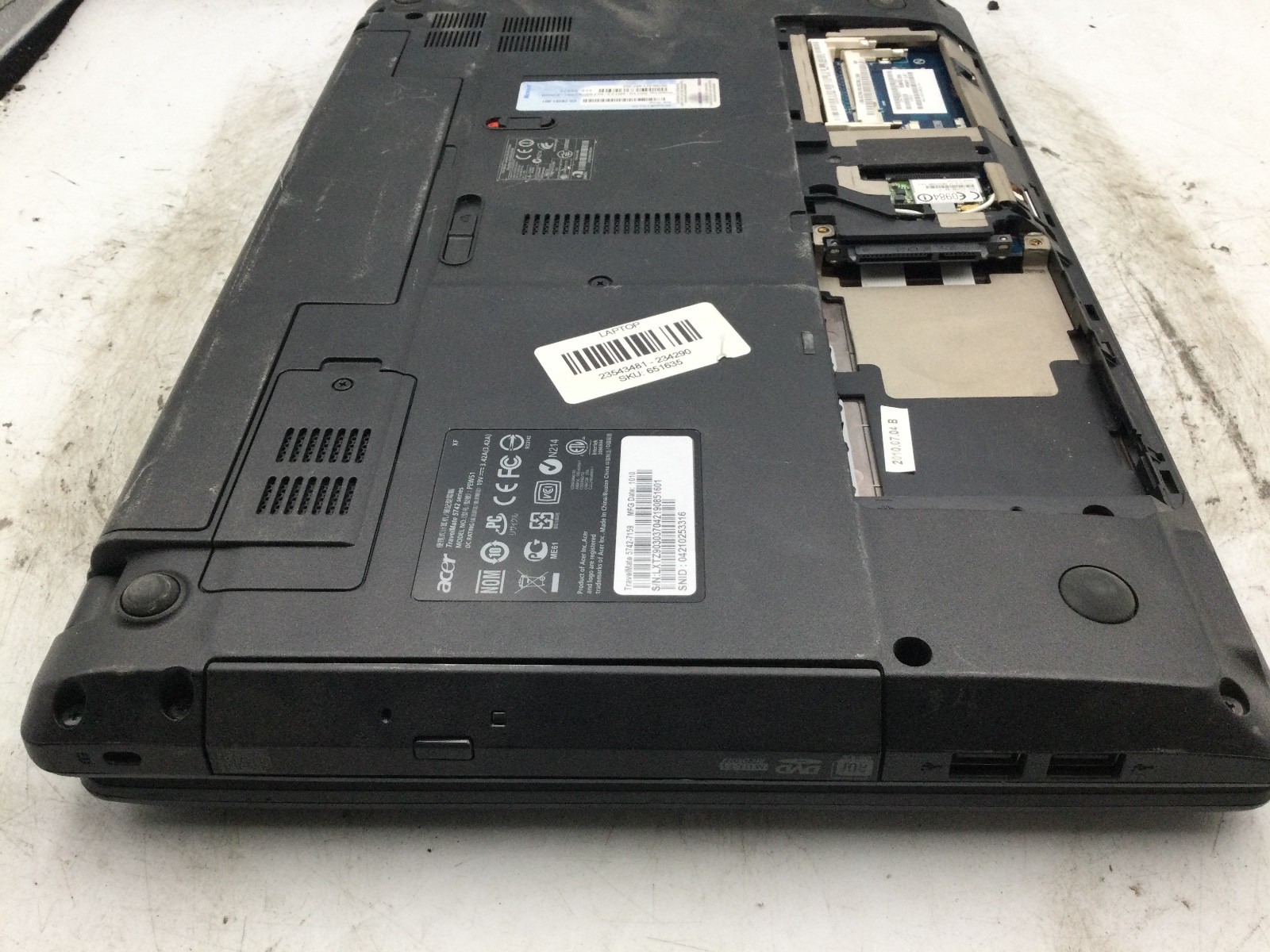 ACER TRAVELMATE 5742 – BOOTS TO BIOS – INTEL I3 M380 – NO RAM – READ DESCRIP-BB