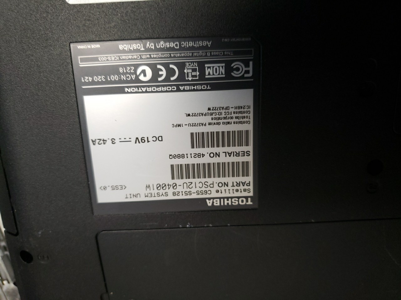 TOSHIBA SATELLITE C655 S5128 BOOTS TO BIOS INTEL I3 2 CORE 2GB RAM FREE SHIP