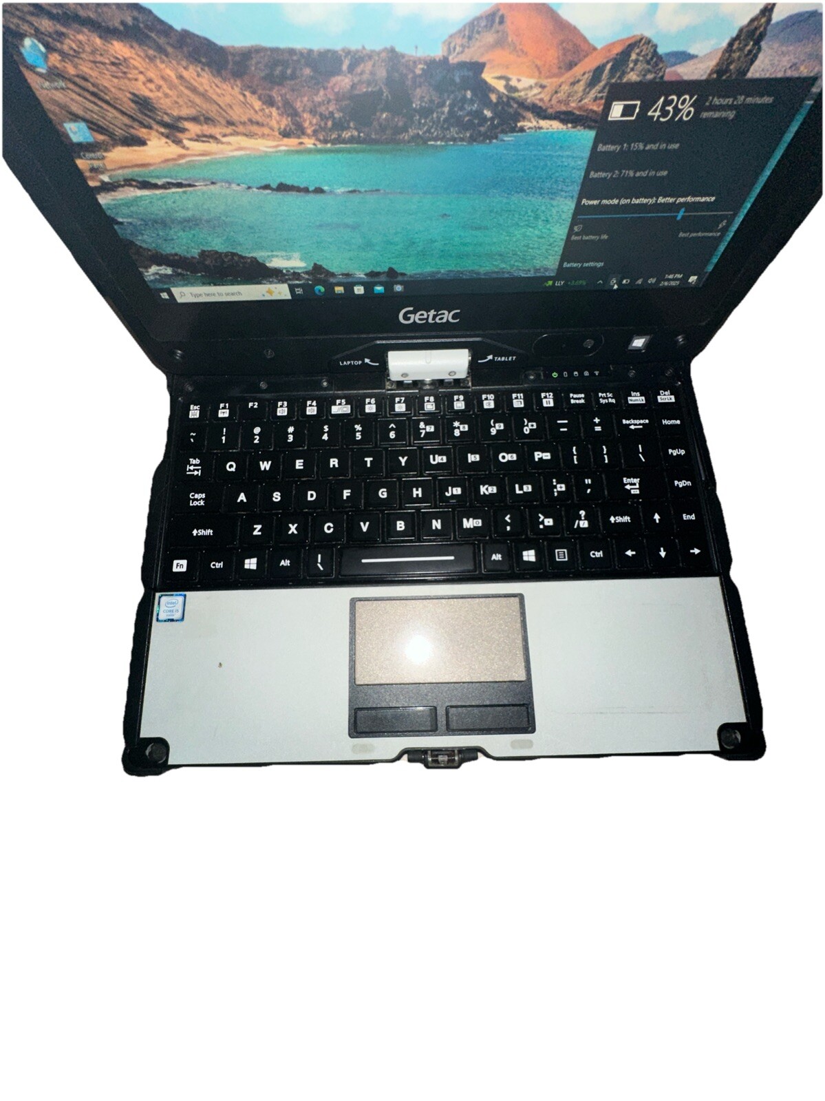 Getac V110 G3 11.6″ Touchscreen Laptop i5-6200U 2.3GHz 8GB 256 SSD 2000 Hours