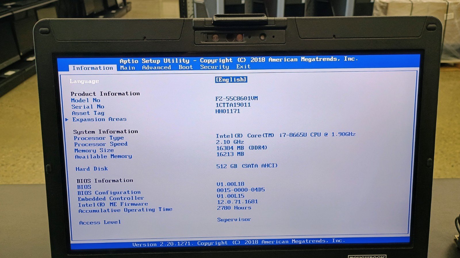 Panasonic Toughbook FZ-55 i7-8665U 1.90Ghz – 16GB RAM – 512GB SSD – Touch