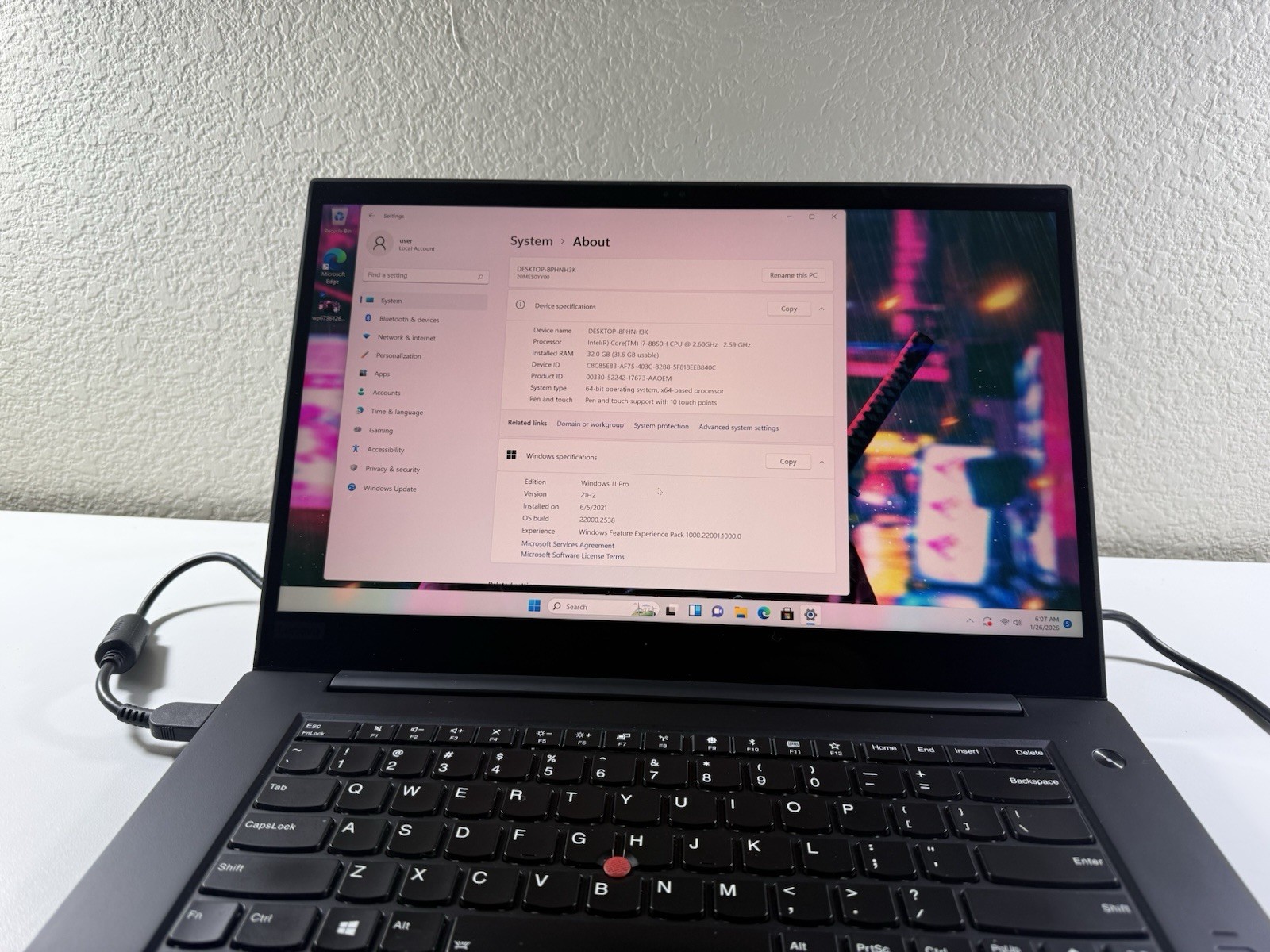 Lenovo ThinkPad P1 Gen 1 4K TOUCHI7-8850H 128GB 32GB W11P P1000 No Battery